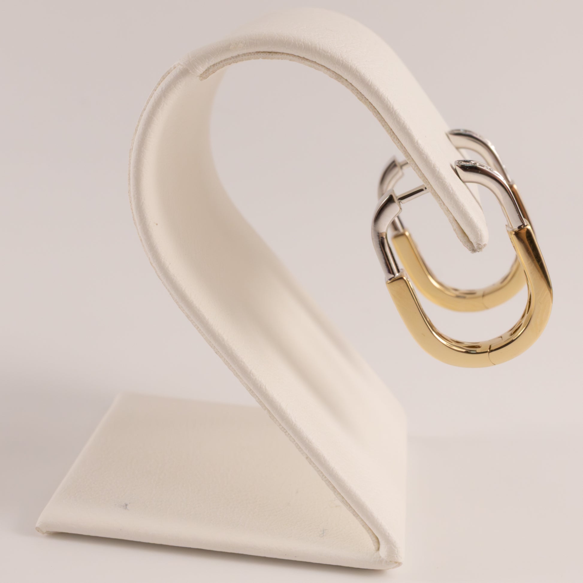 14K Two-Tone Diamond Oval Hoop Earrings