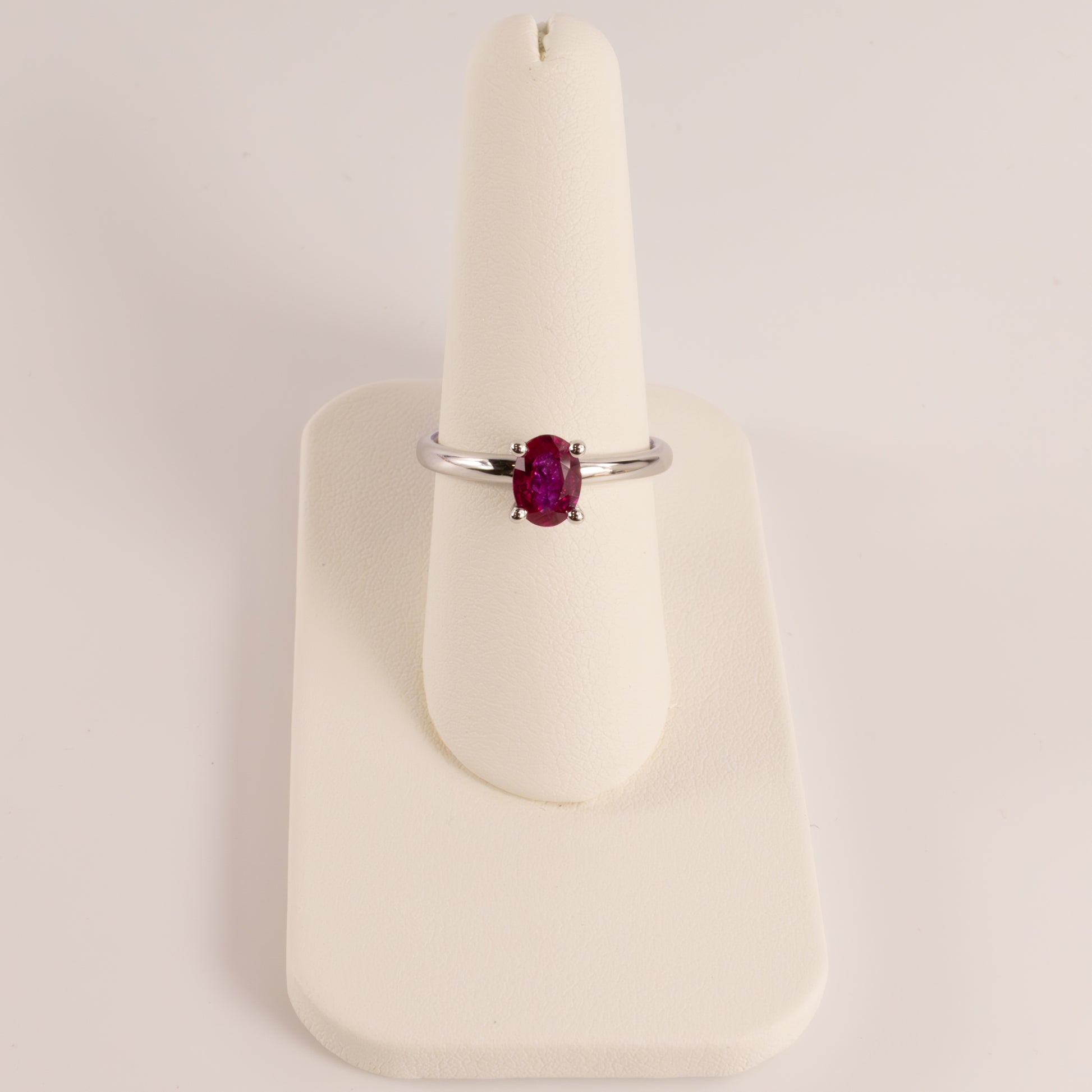 14KWG Ruby Oval with Hidden Diamond Halo Ring