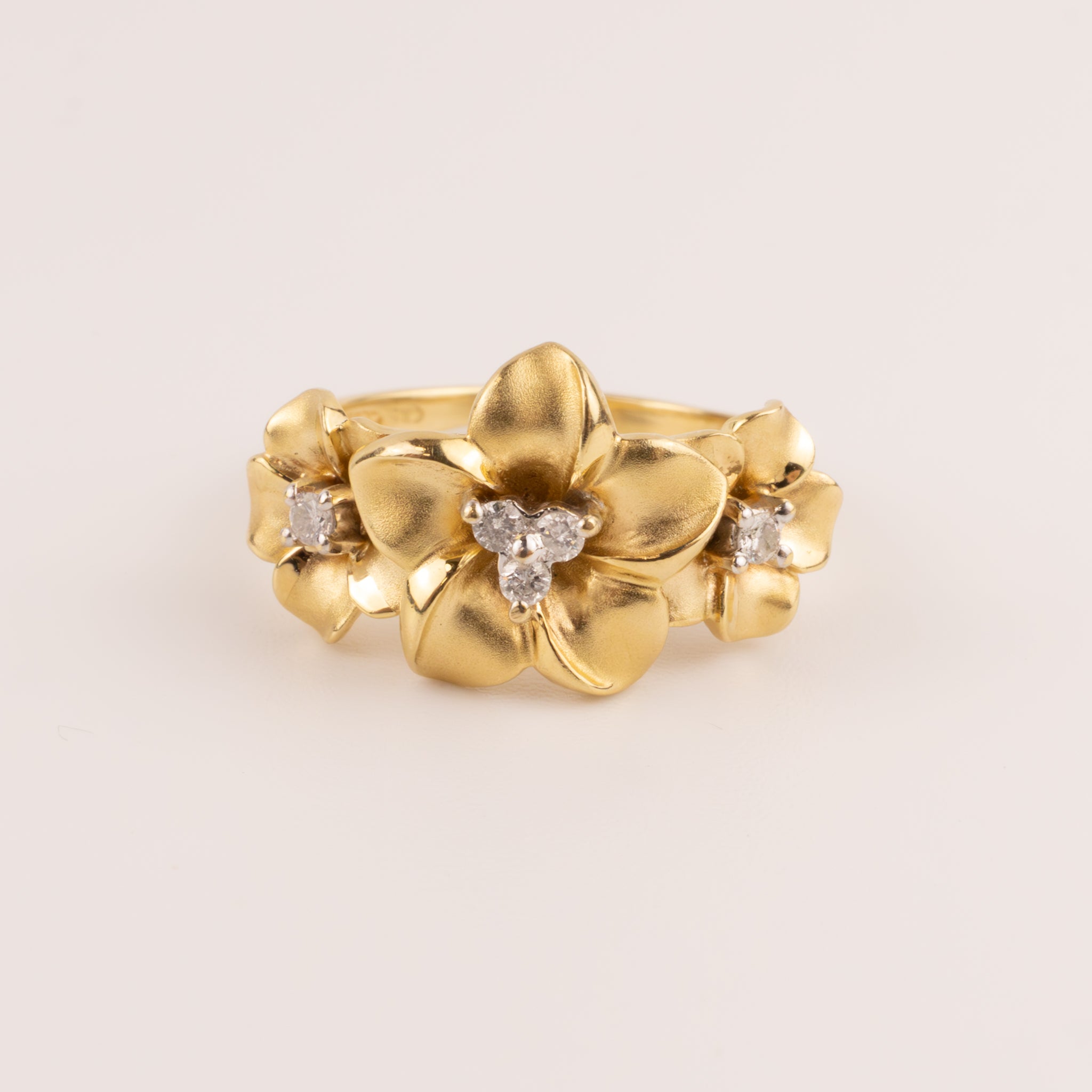 14KYG Diamond Plumeria Flower Ring