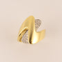 18K Two-Tone Vintage Diamond Zig Zag Wide Ring