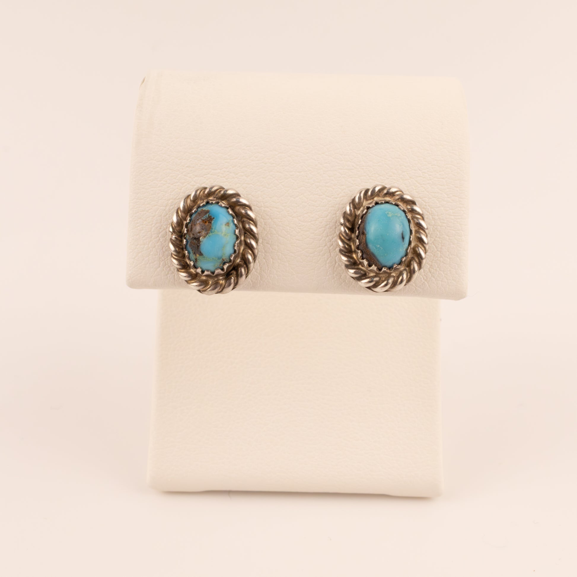Sterling Silver Turquoise Oval Stud Earrings