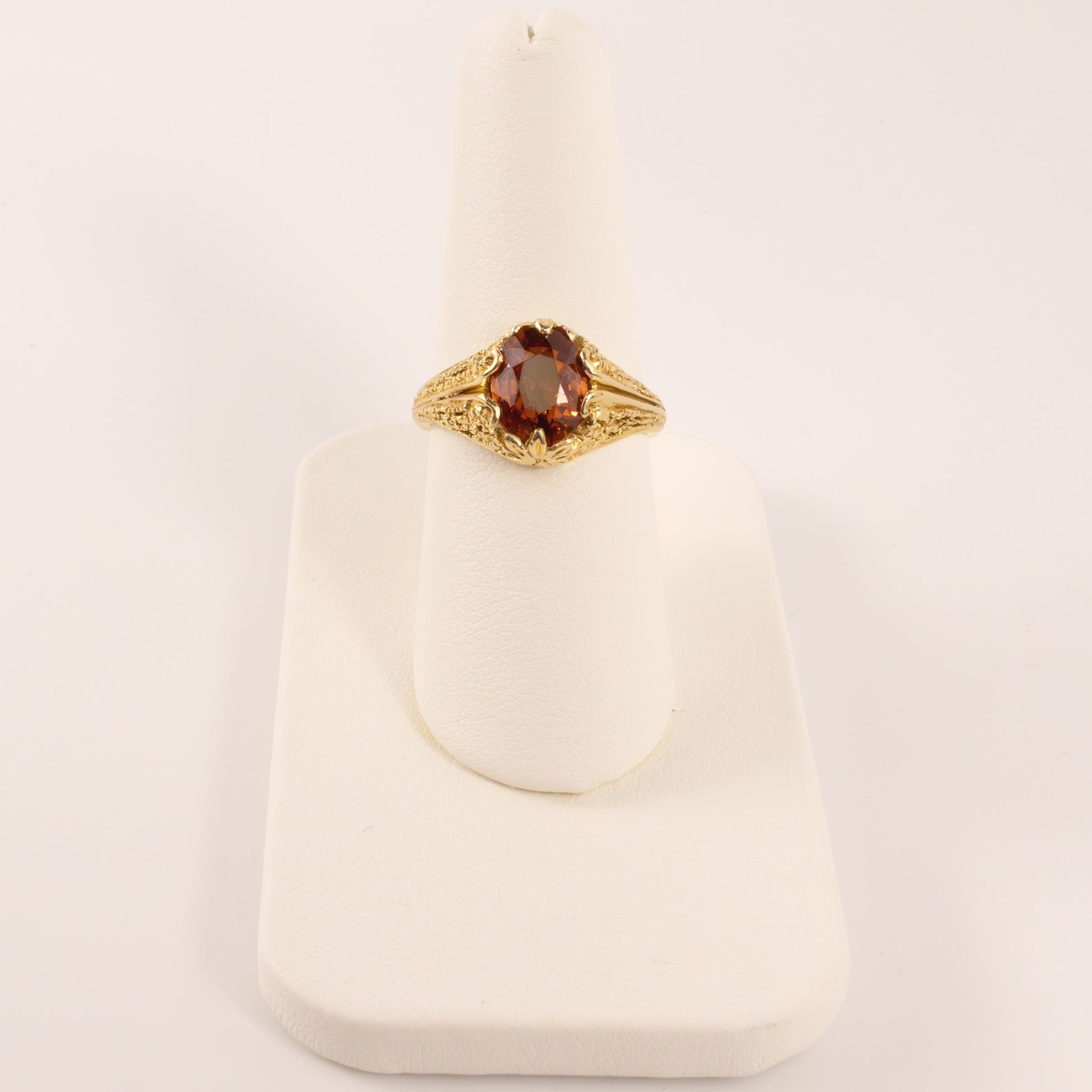 14KYG Spessartite Garnet Filigree Floral Ring