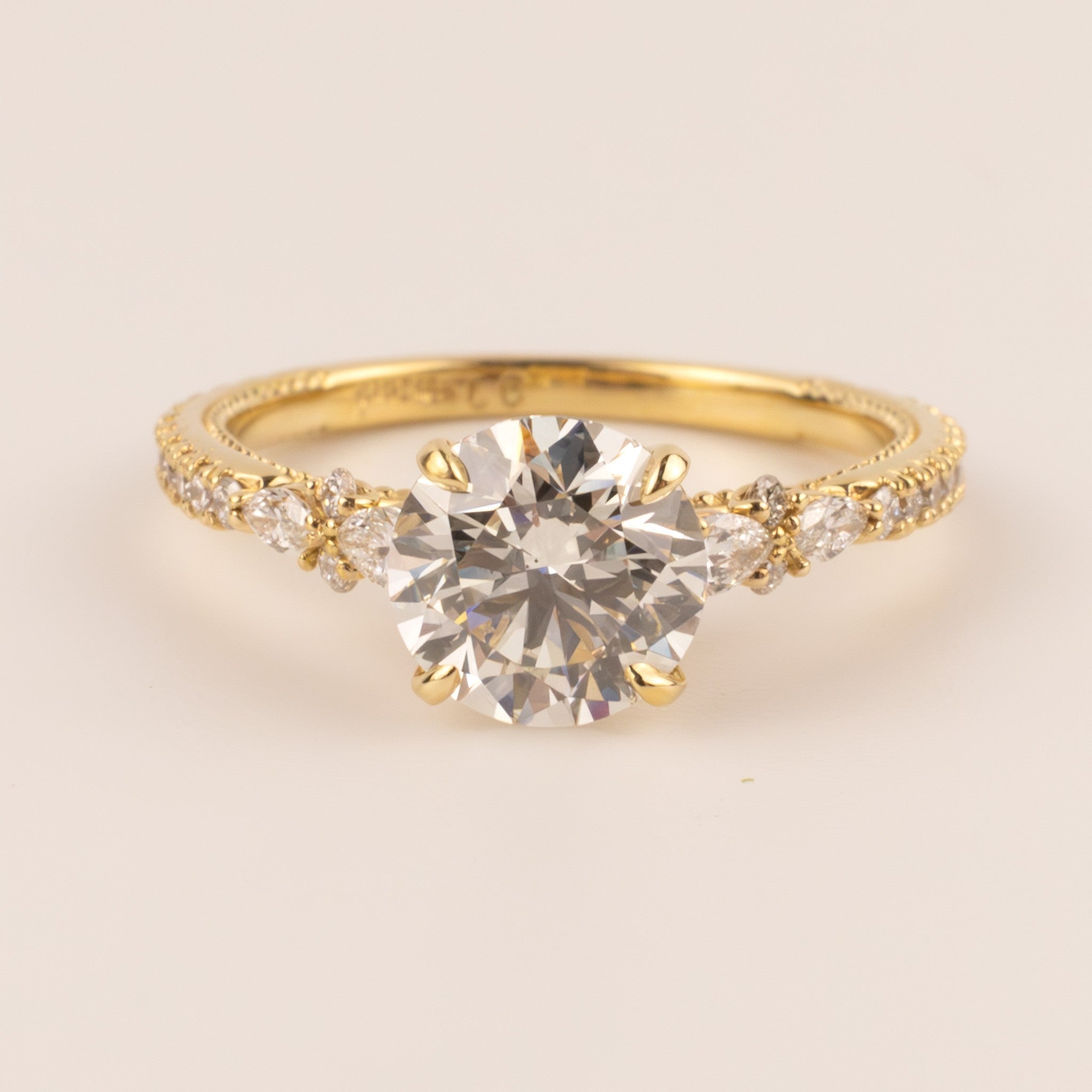 18KYG Lab Grown Round Diamond 1.50ct Accented Engagement Ring