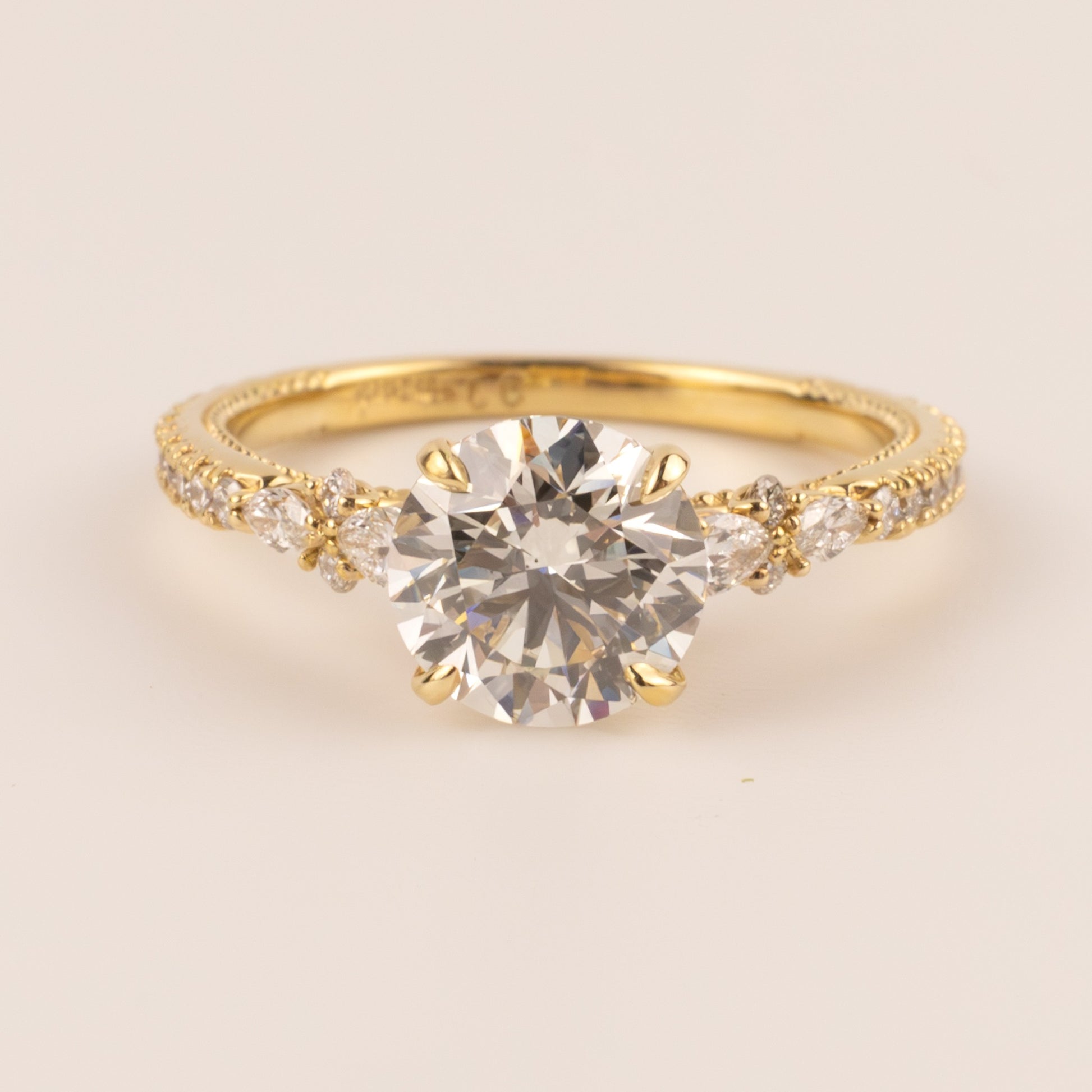 18KYG Lab Grown Round Diamond 1.50ct Accented Engagement Ring