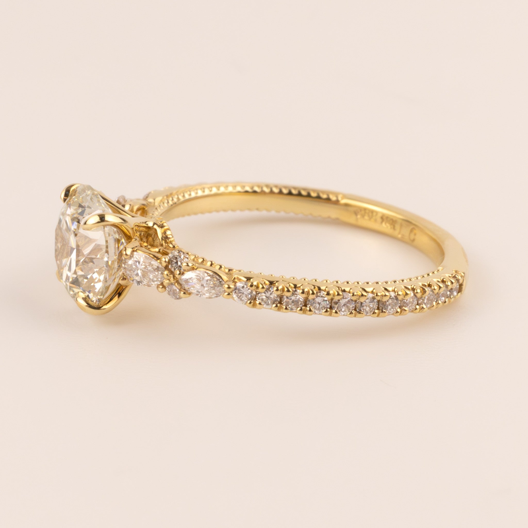 18KYG Lab Grown Round Diamond 1.50ct Accented Engagement Ring