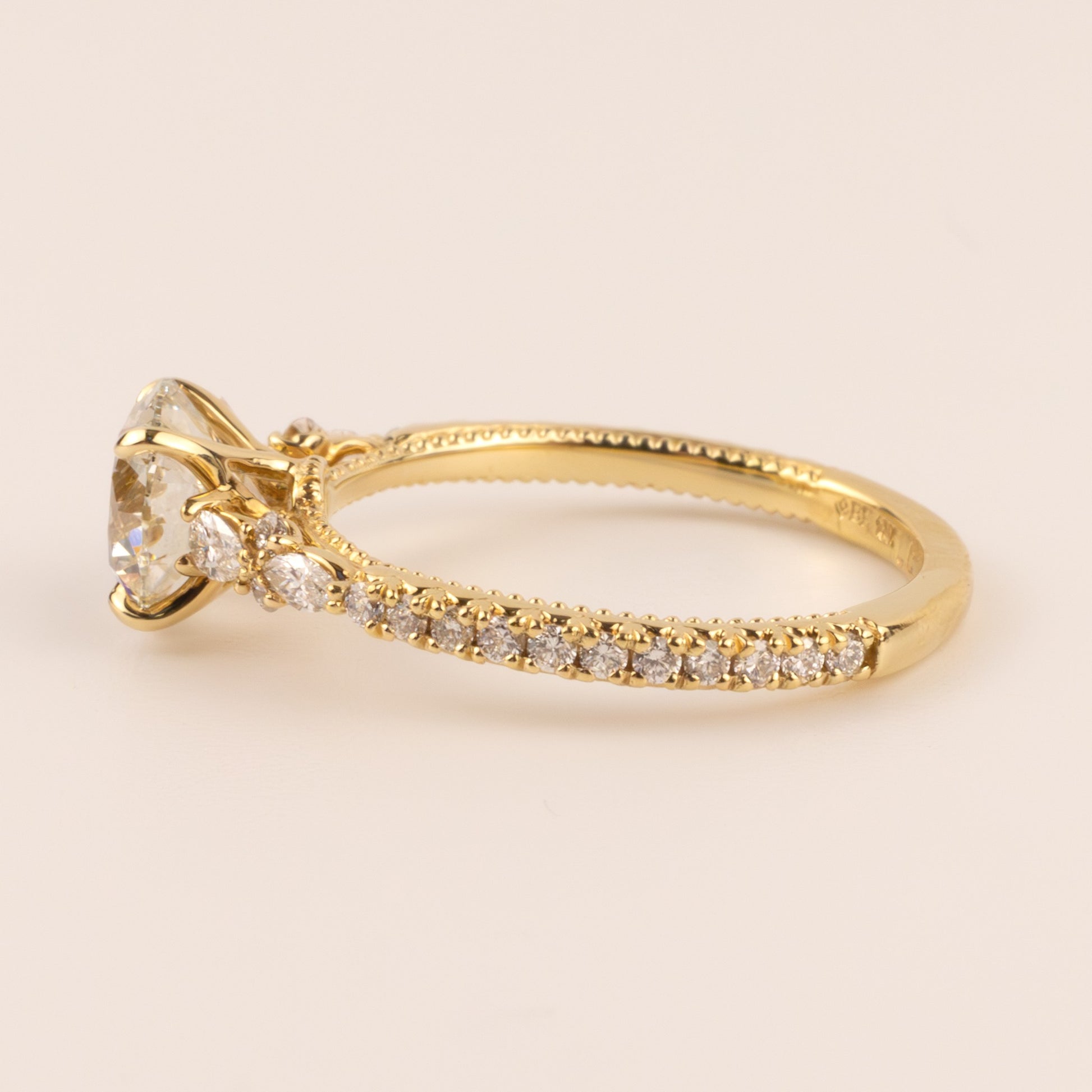 18KYG Lab Grown Round Diamond 1.50ct Accented Engagement Ring