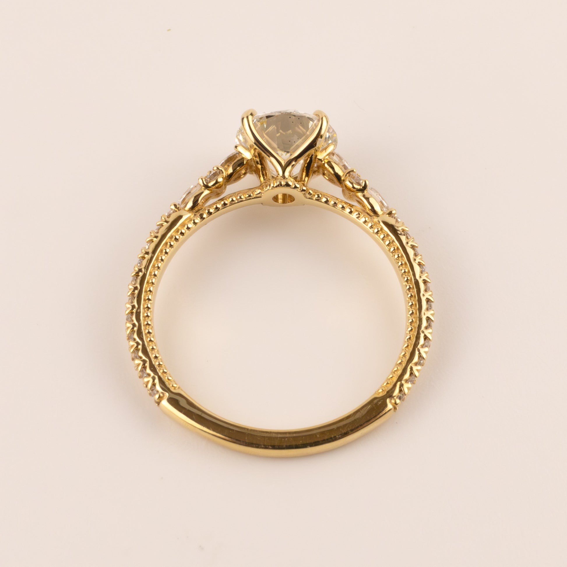 18KYG Lab Grown Round Diamond 1.50ct Accented Engagement Ring