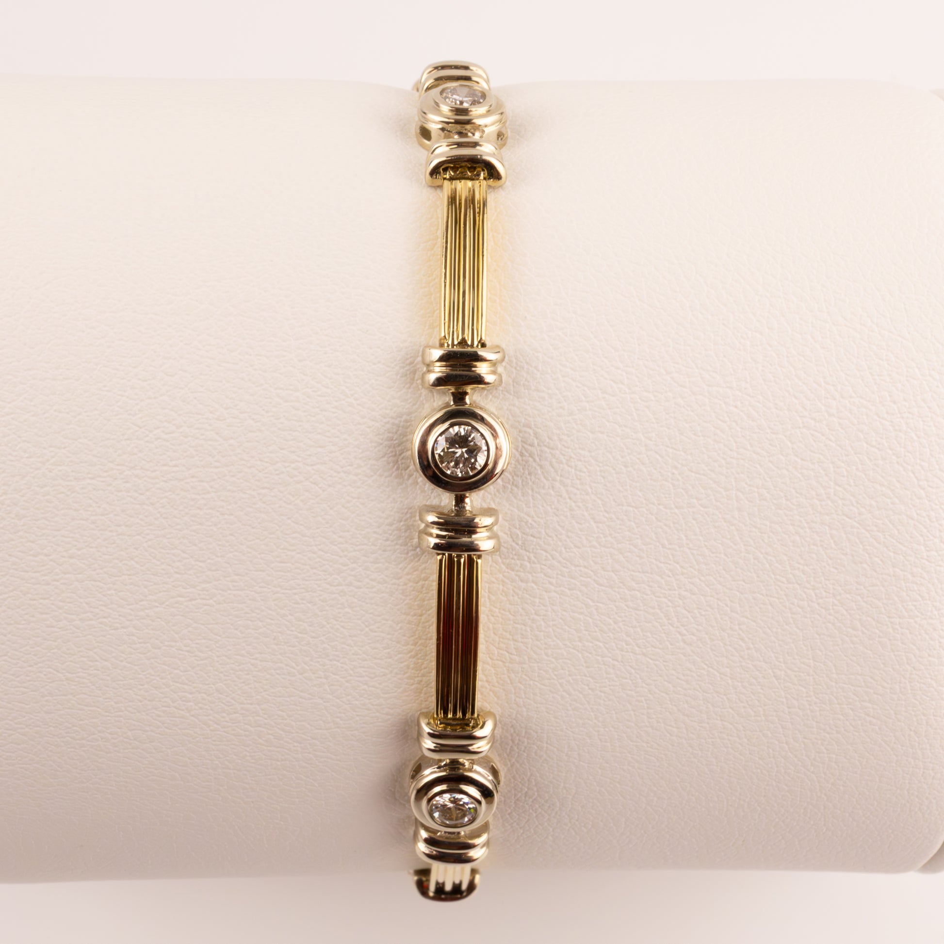 14K Two-Tone Diamond Bezel Line Bracelet