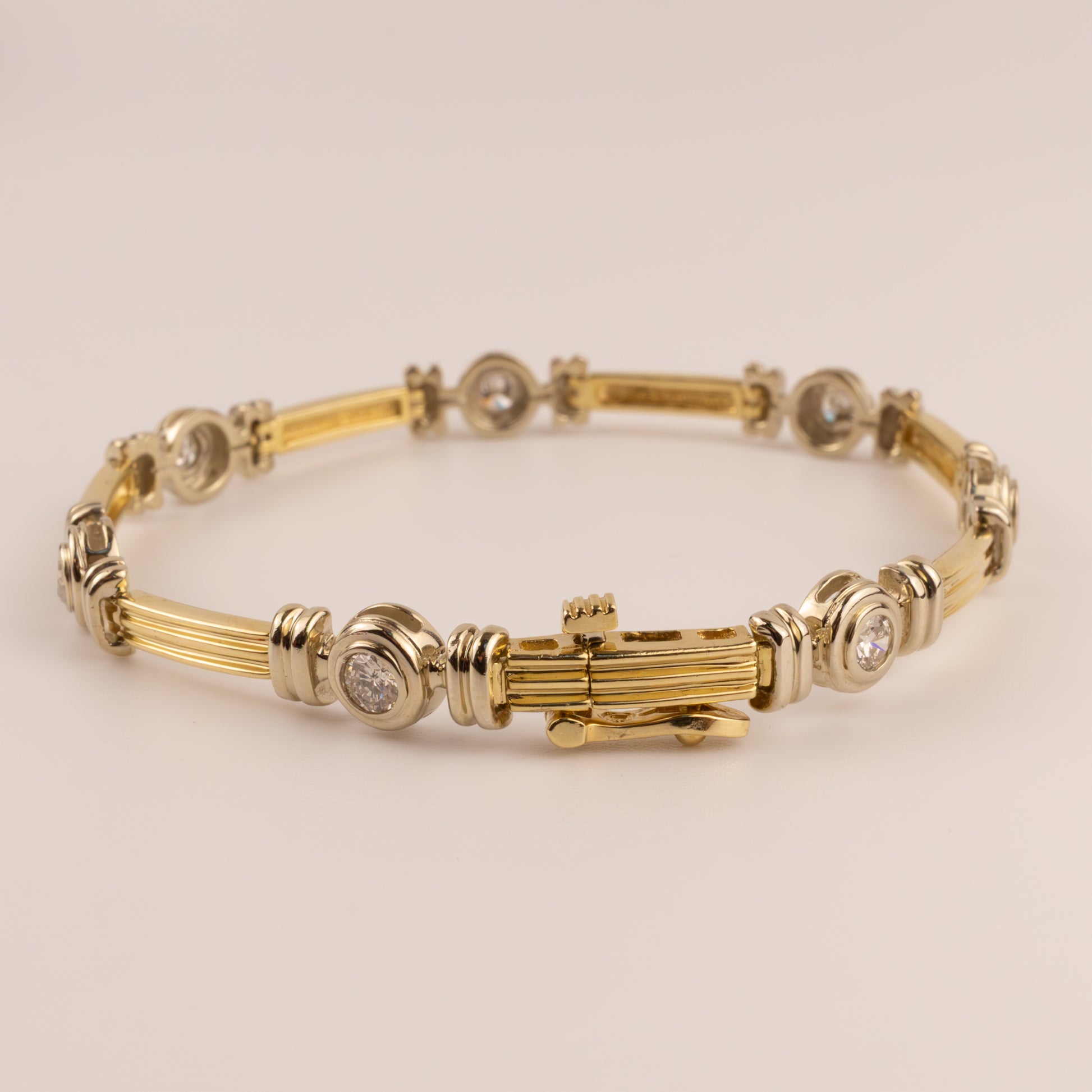 14K Two-Tone Diamond Bezel Line Bracelet