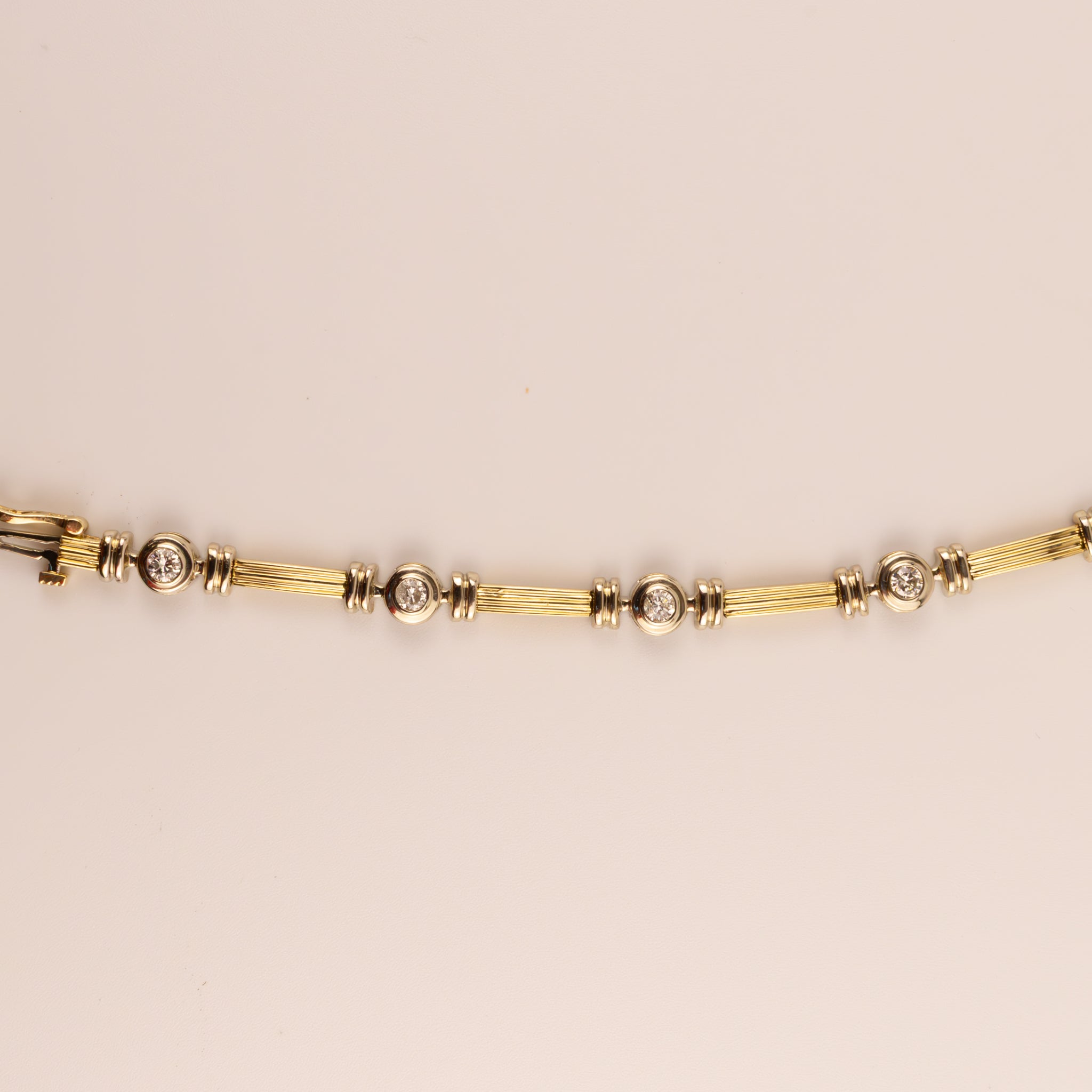 14K Two-Tone Diamond Bezel Line Bracelet