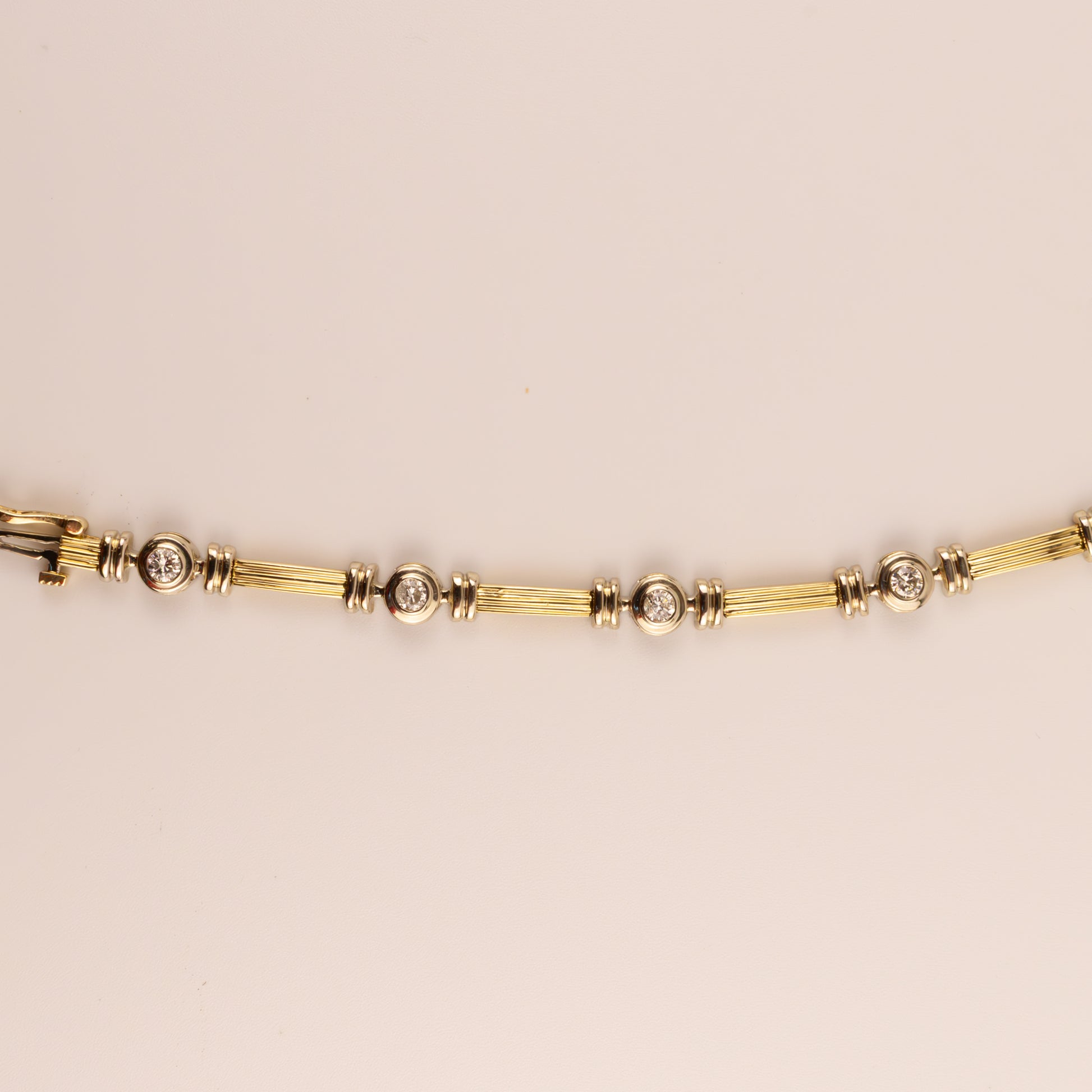 14K Two-Tone Diamond Bezel Line Bracelet