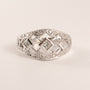 14KWG Diamond Square Bezel Scallop Accented Wide Ring