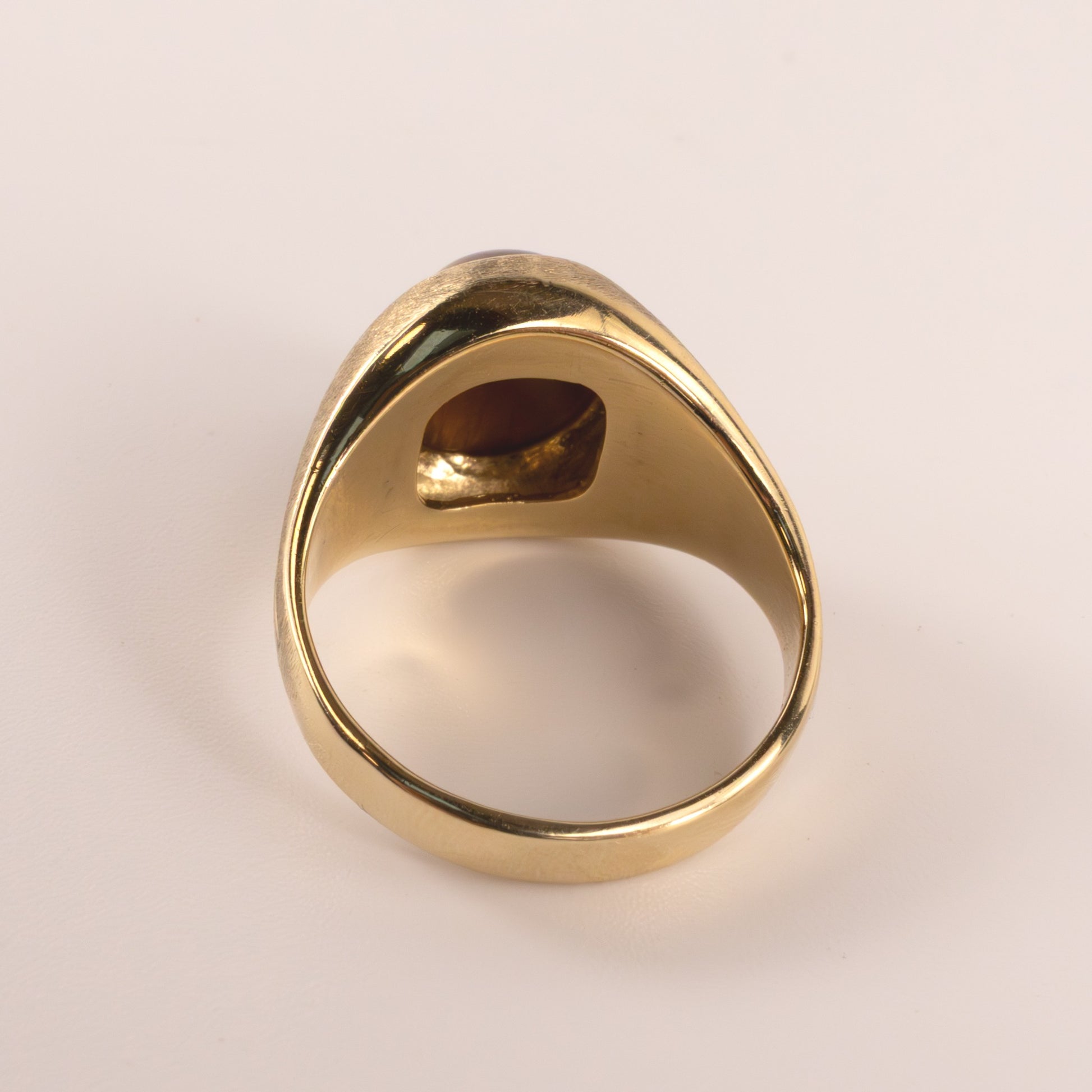 14KYG Vintage Tiger's Eye Brushed Finish Dome Ring