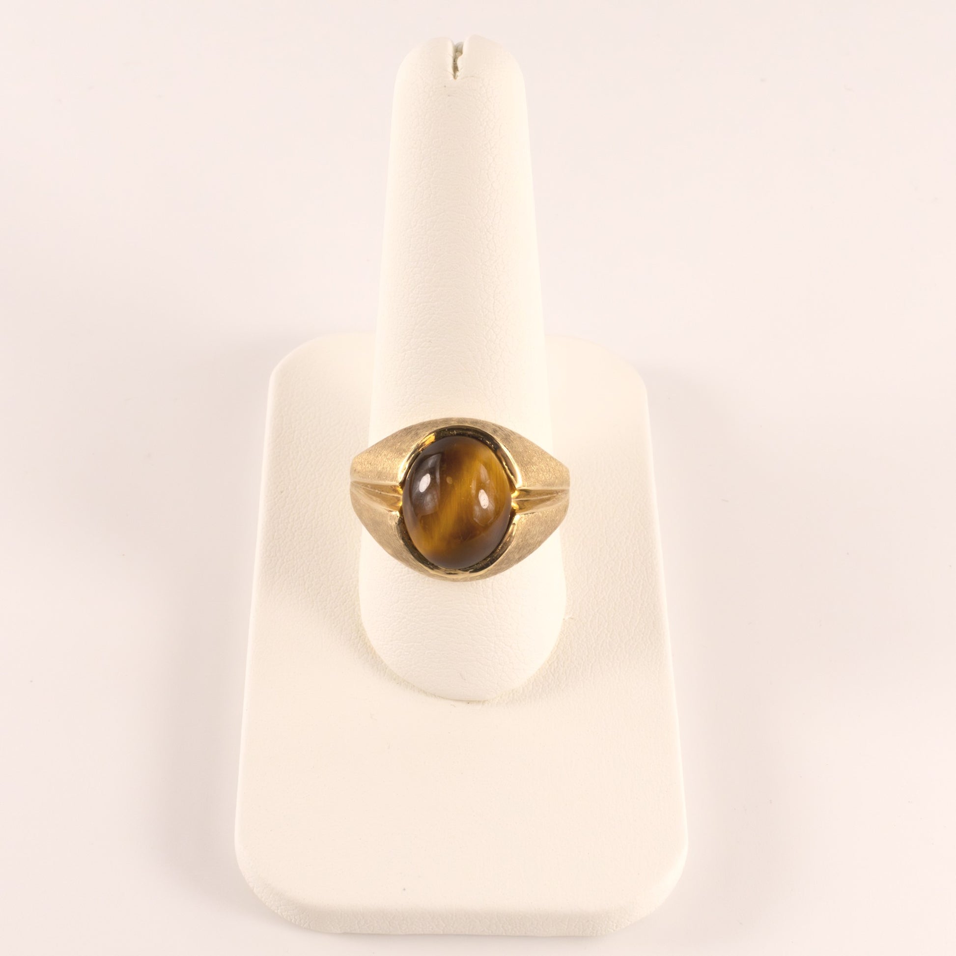 14KYG Vintage Tiger's Eye Brushed Finish Dome Ring