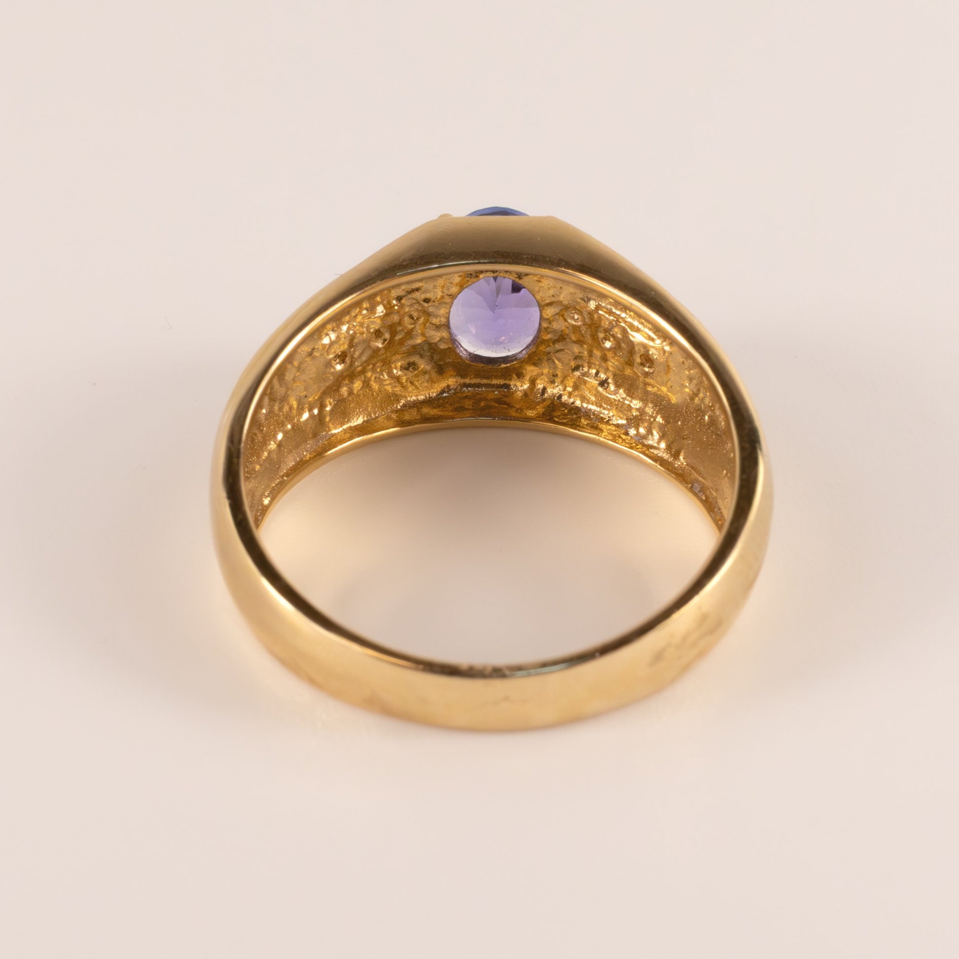 14KYG Tanzanite Oval and Diamond Mens Ring