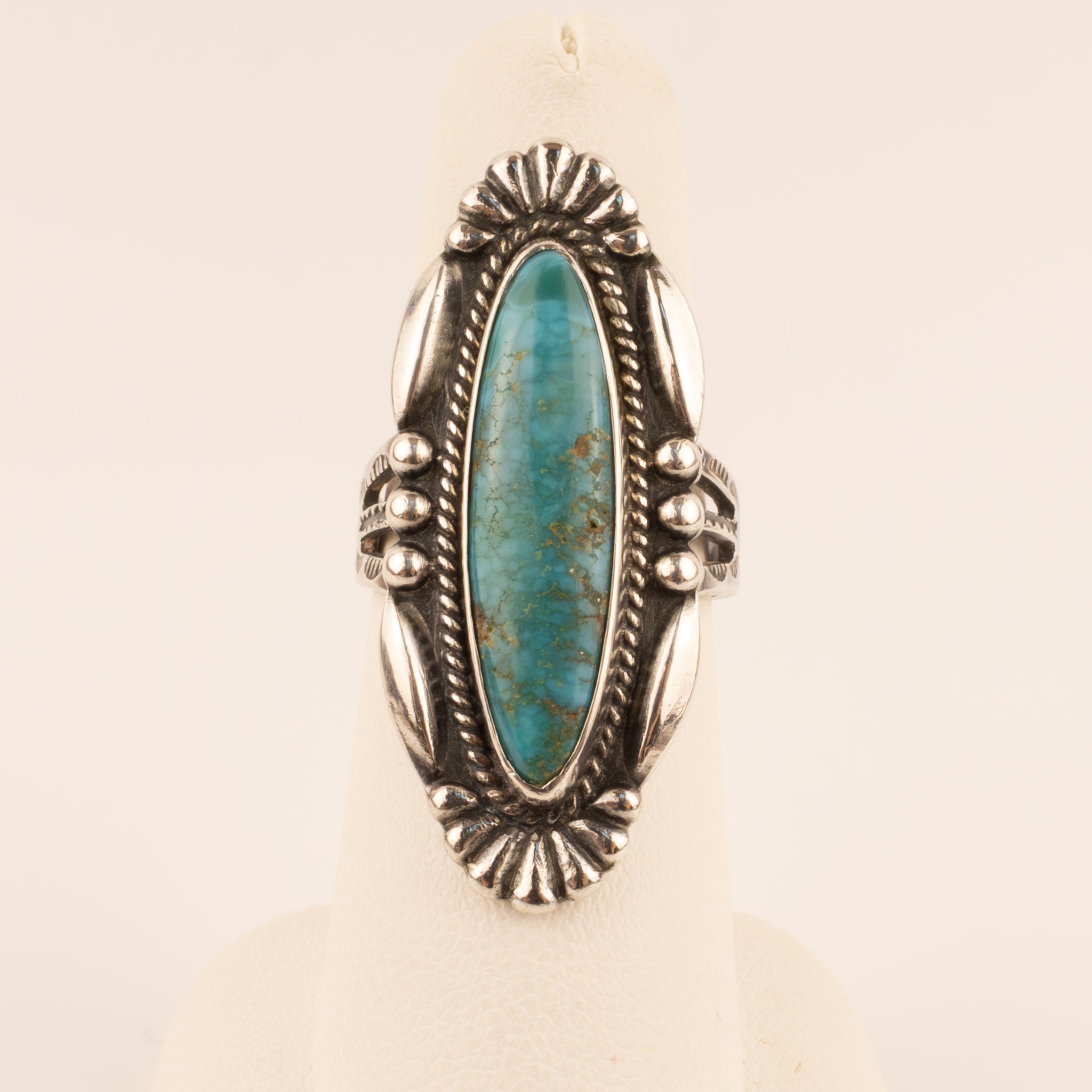 Sterling Silver Turquoise Elongated Oval Ring