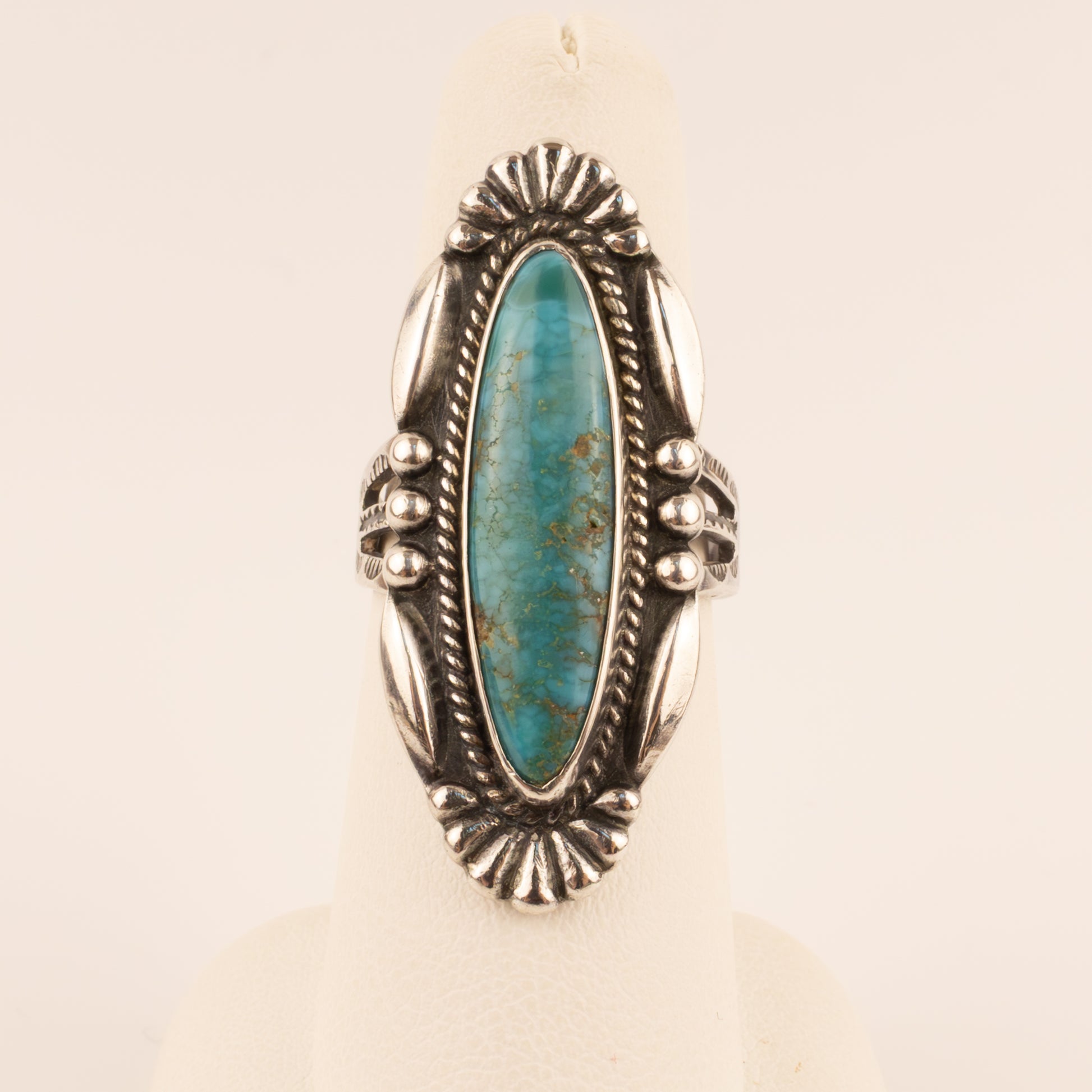 Sterling Silver Turquoise Elongated Oval Ring