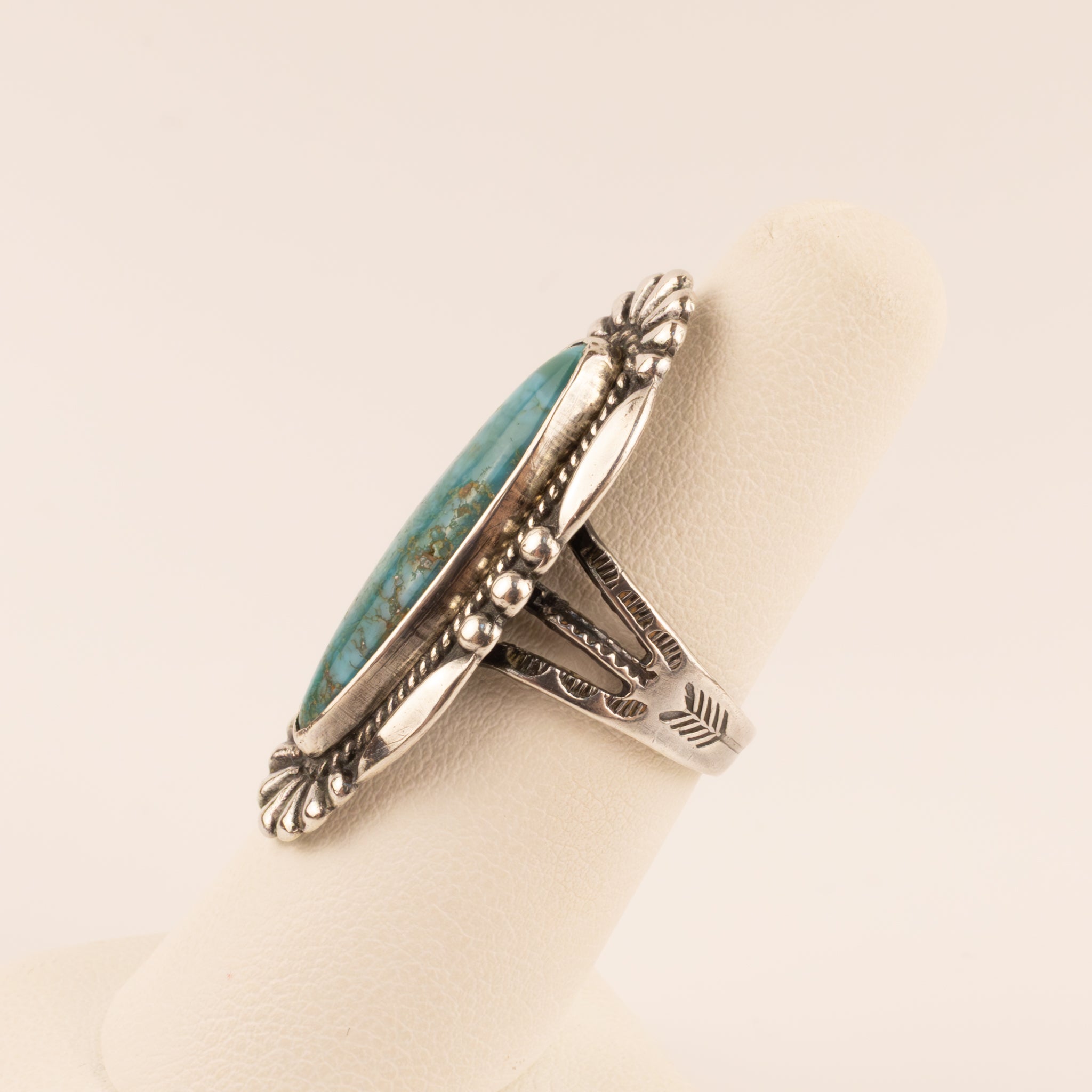 Sterling Silver Turquoise Elongated Oval Ring