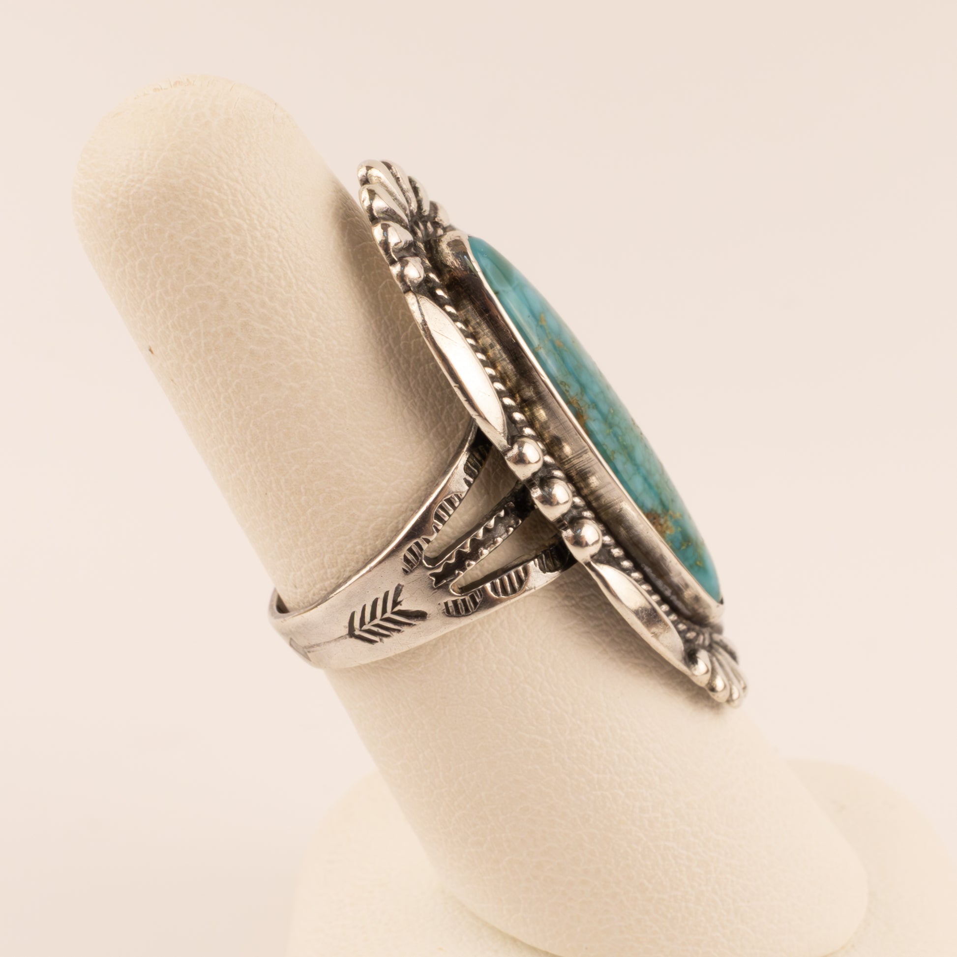 Sterling Silver Turquoise Elongated Oval Ring