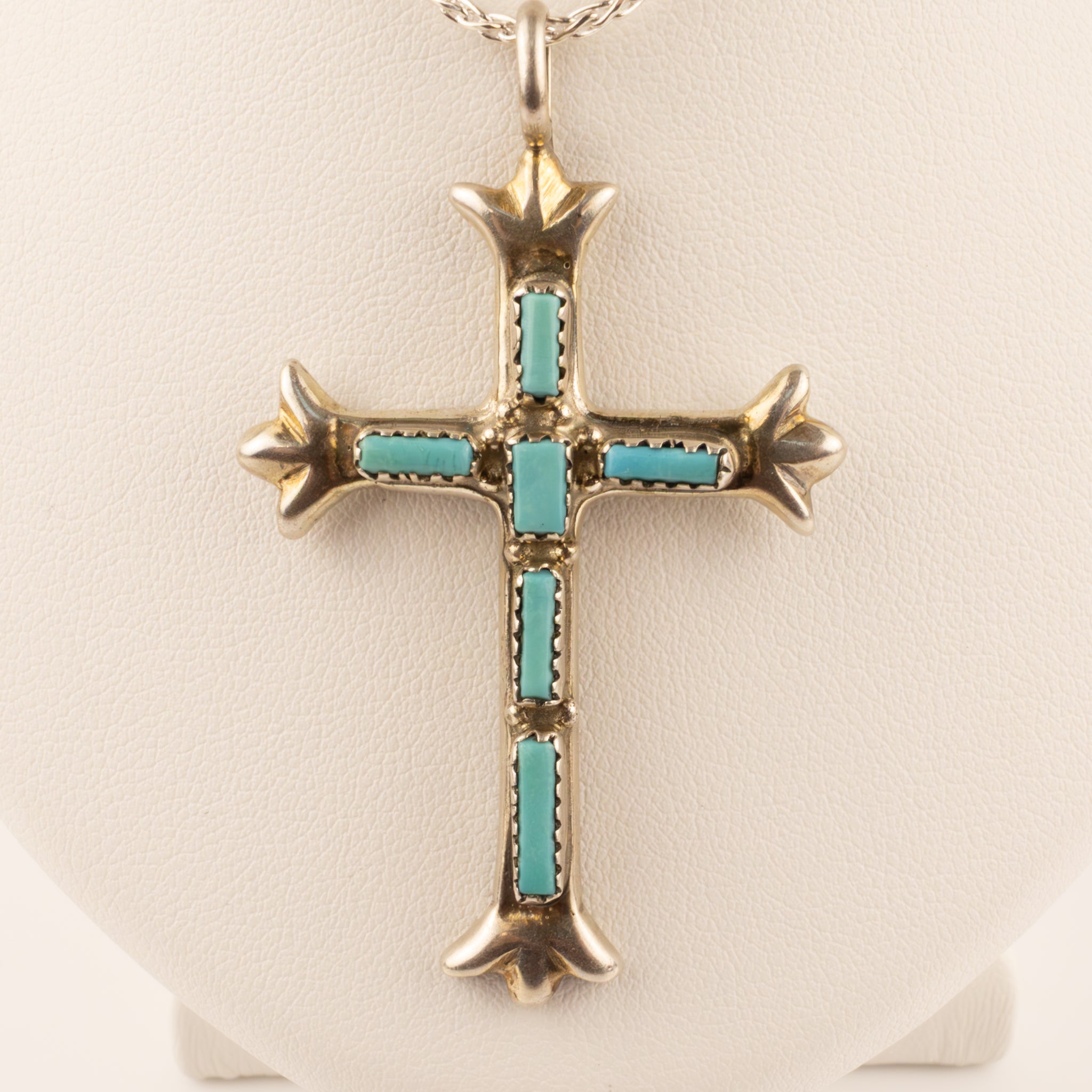 Sterling Silver Turquoise Cross Pendant