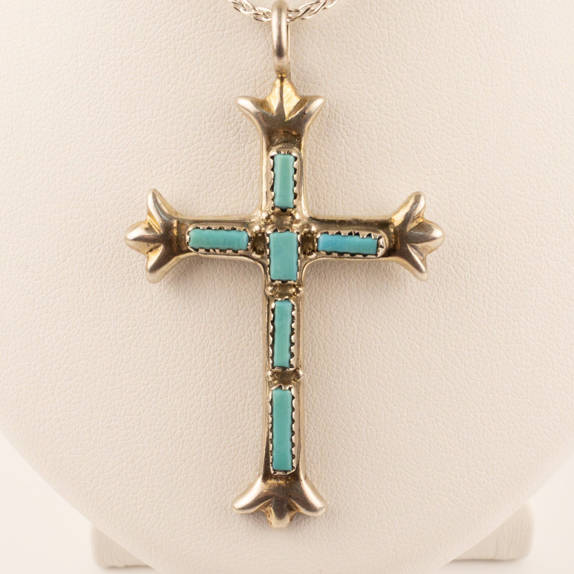 Sterling Silver Turquoise Cross Pendant