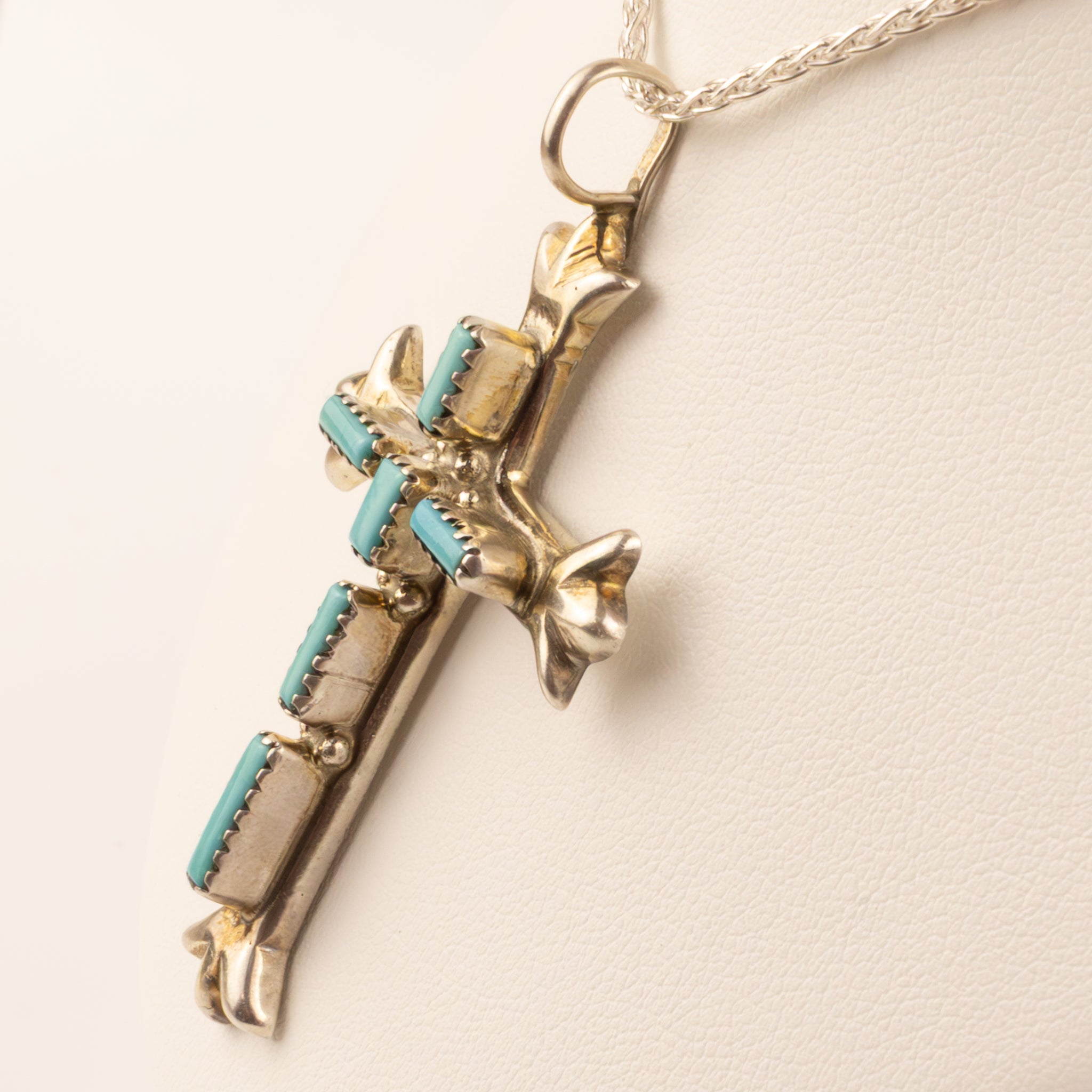 Sterling Silver Turquoise Cross Pendant