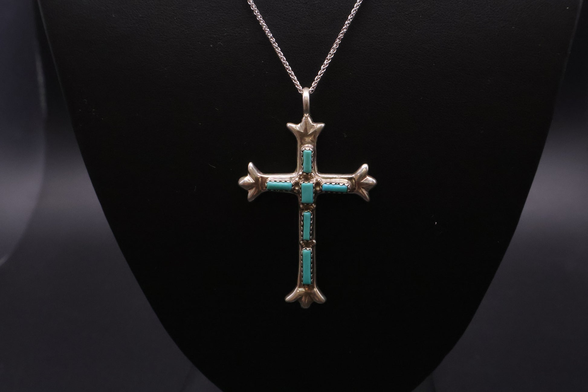 Sterling Silver Turquoise Cross Pendant