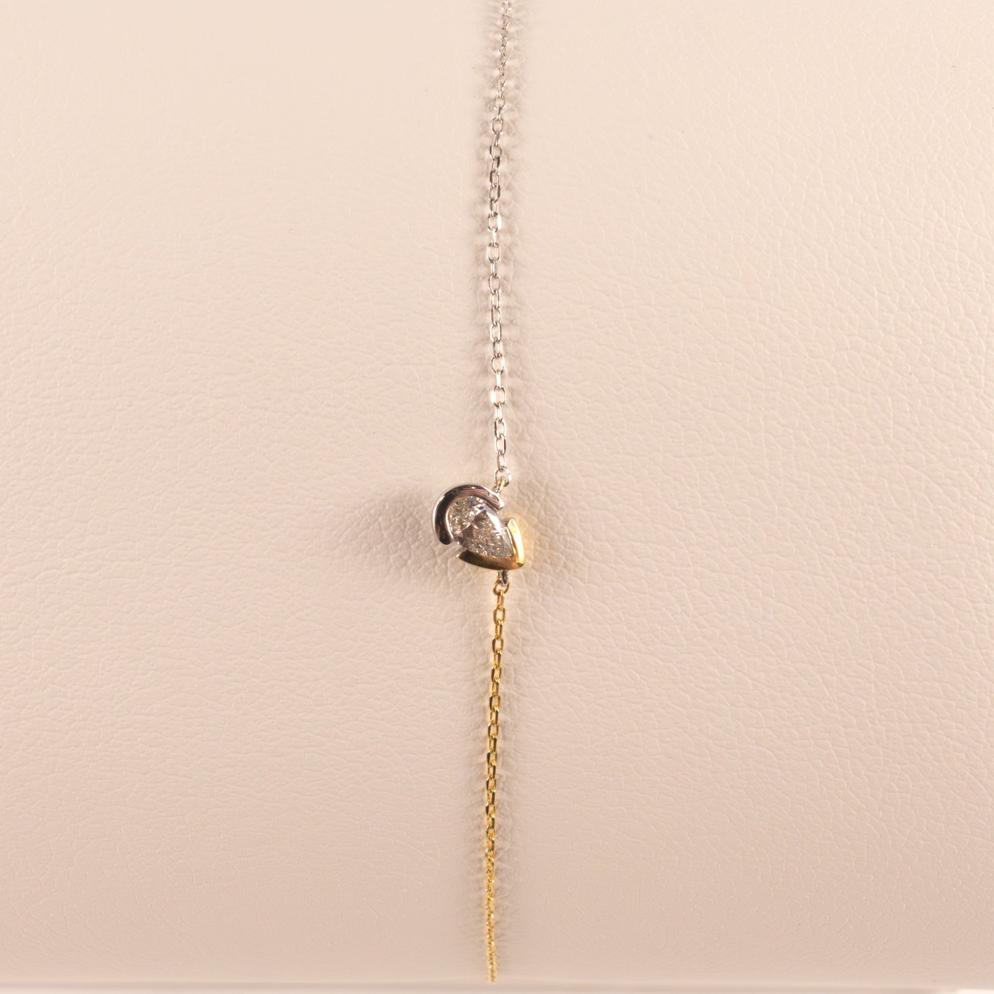 14K Two-Tone Lab Grown Diamond Pear Bezel Set Cable Chain Bracelet