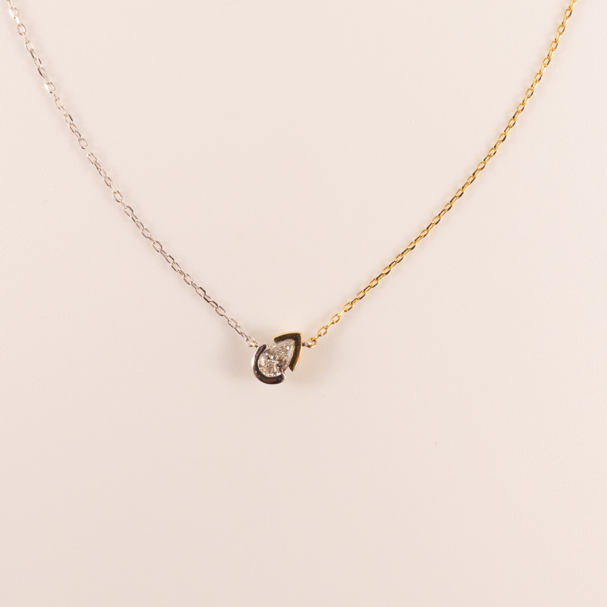 14K Two-Tone Lab Grown Diamond Pear Bezel Set Cable Chain Bracelet