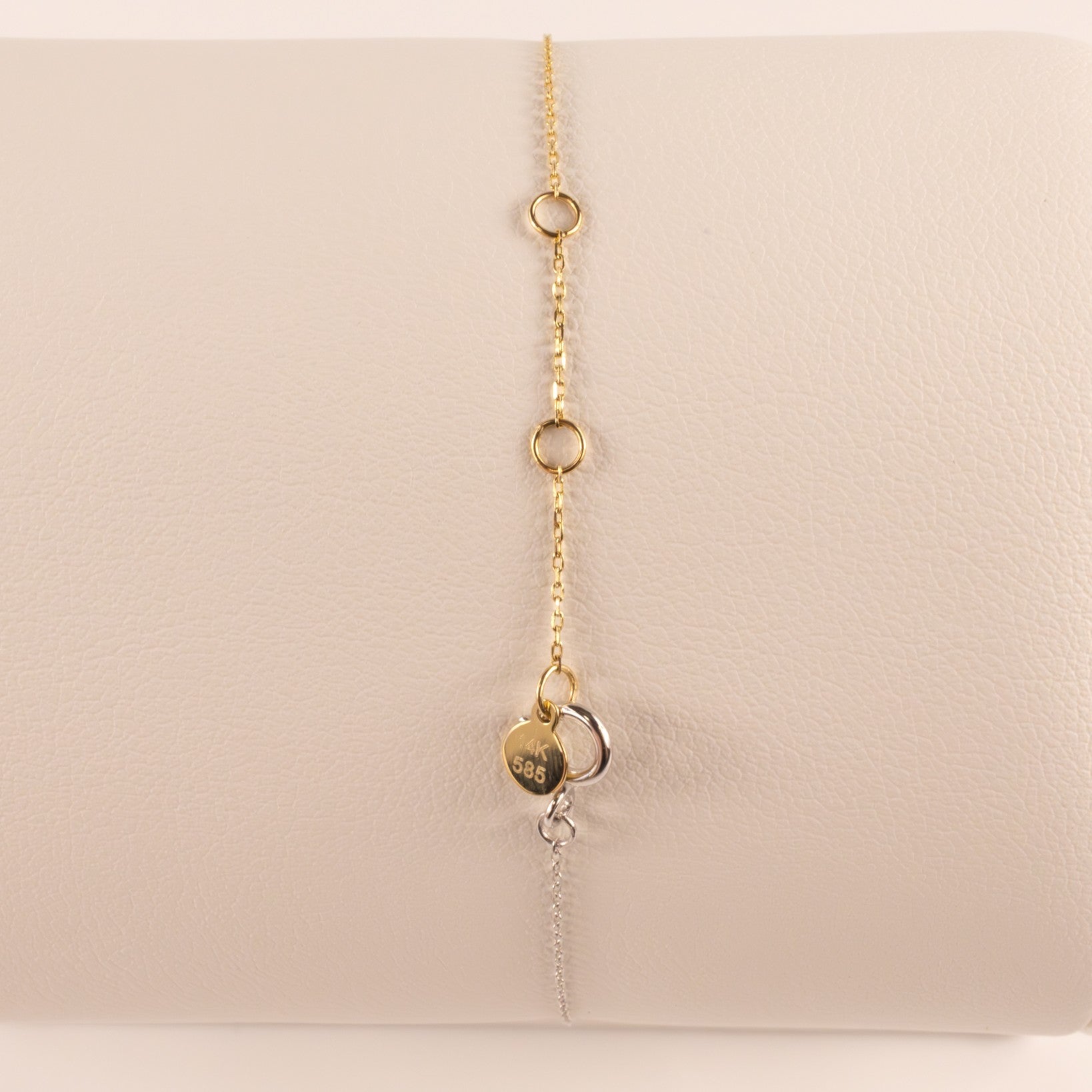 14K Two-Tone Lab Grown Diamond Pear Bezel Set Cable Chain Bracelet