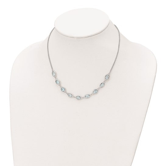 Sterling Silver Blue Topaz Bezel Set Necklace