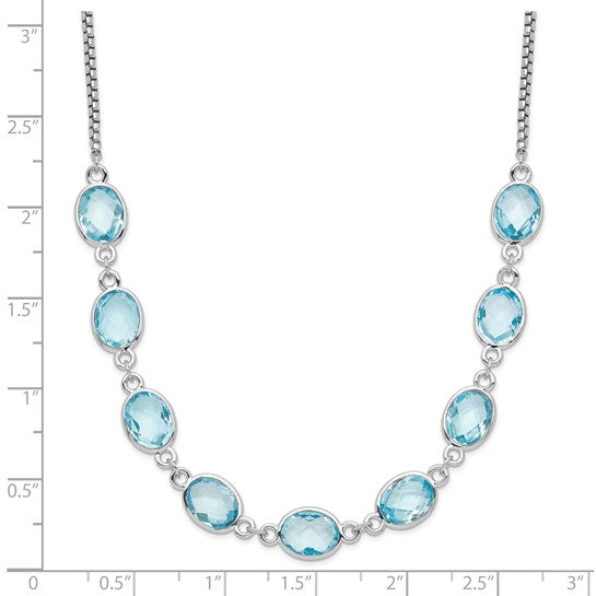 Sterling Silver Blue Topaz Bezel Set Necklace