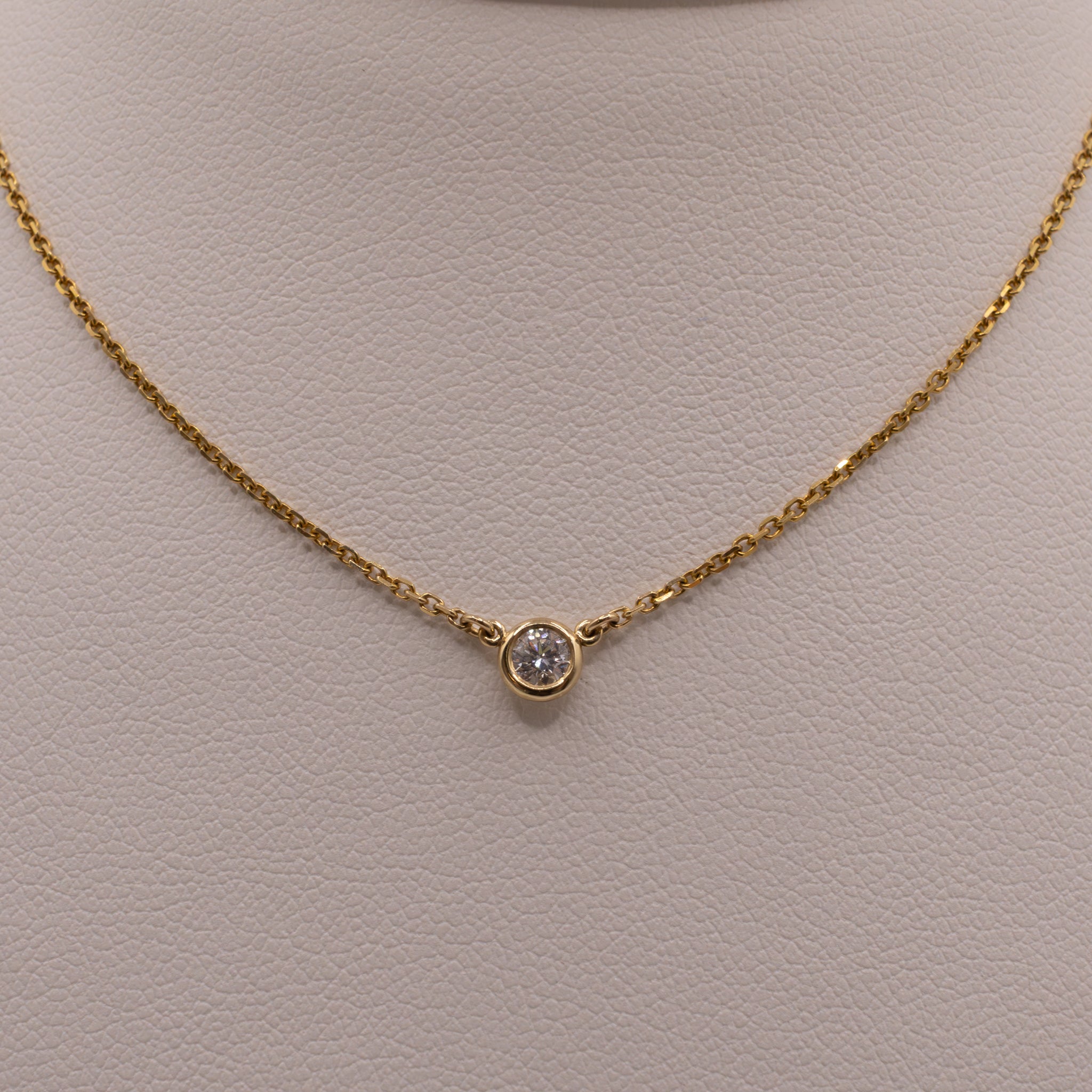 14KYG Diamond Bezel Set Fixed Necklace