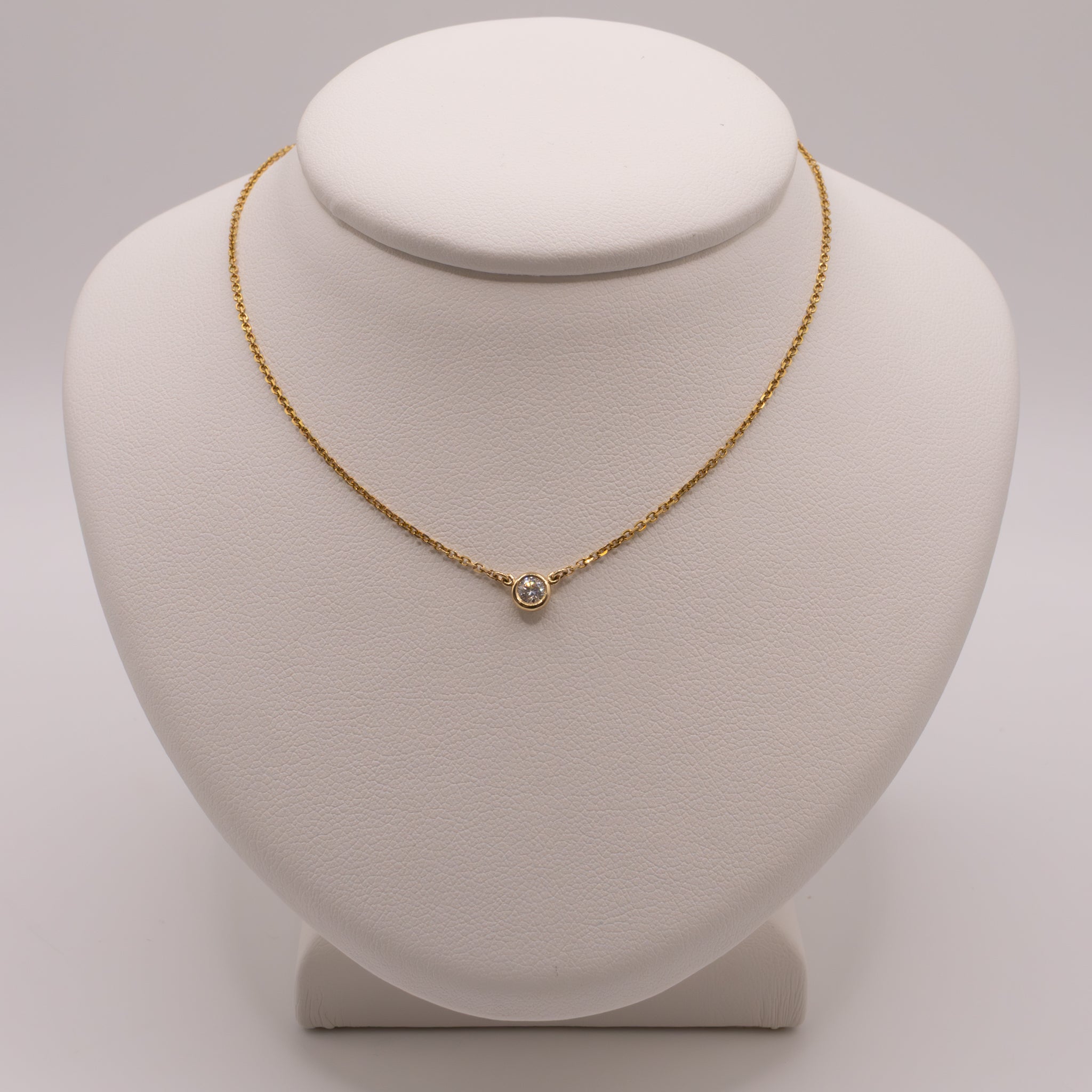 14KYG Diamond Bezel Set Fixed Necklace