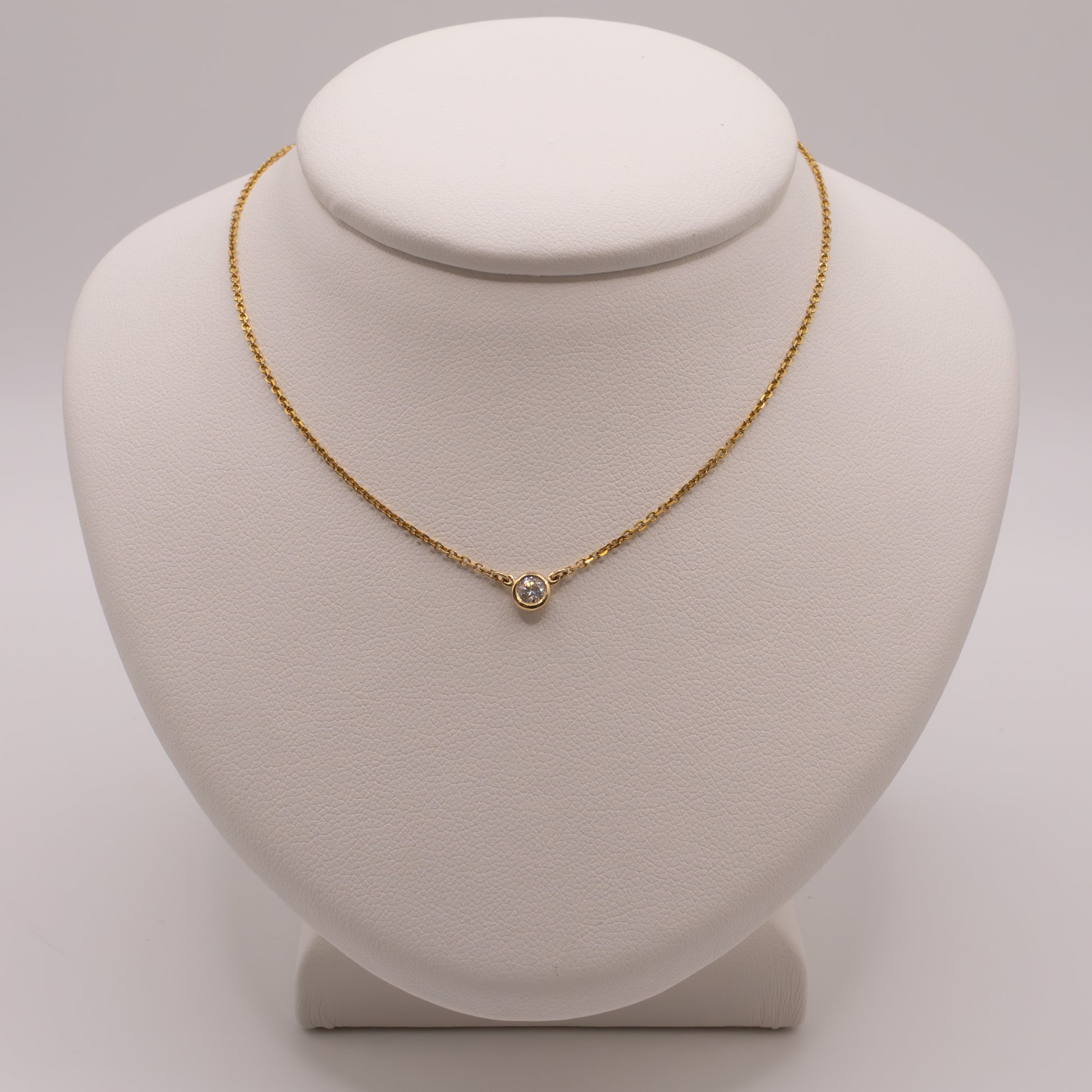 14KYG Diamond Bezel Set Fixed Necklace