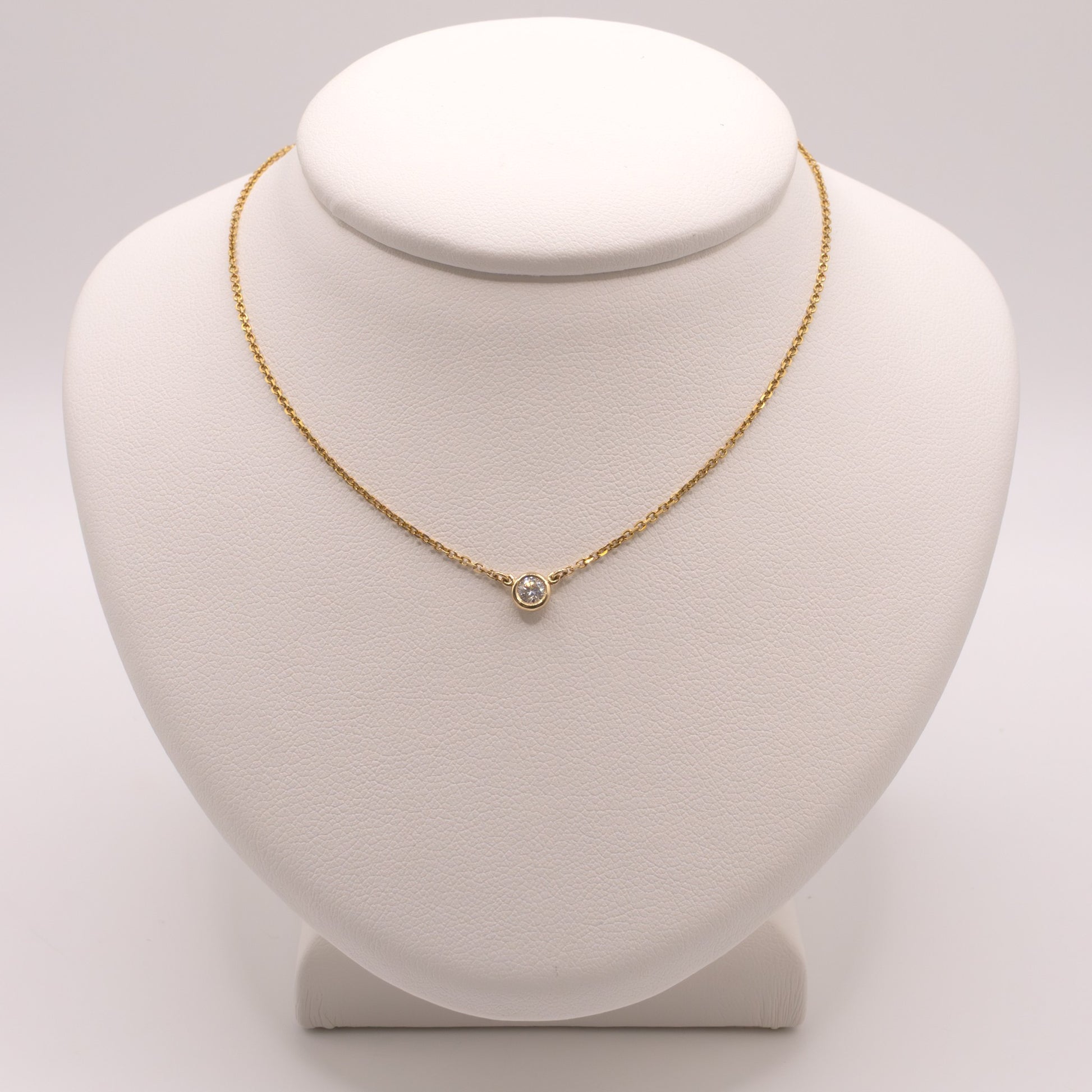 14KYG Diamond Bezel Set Fixed Necklace