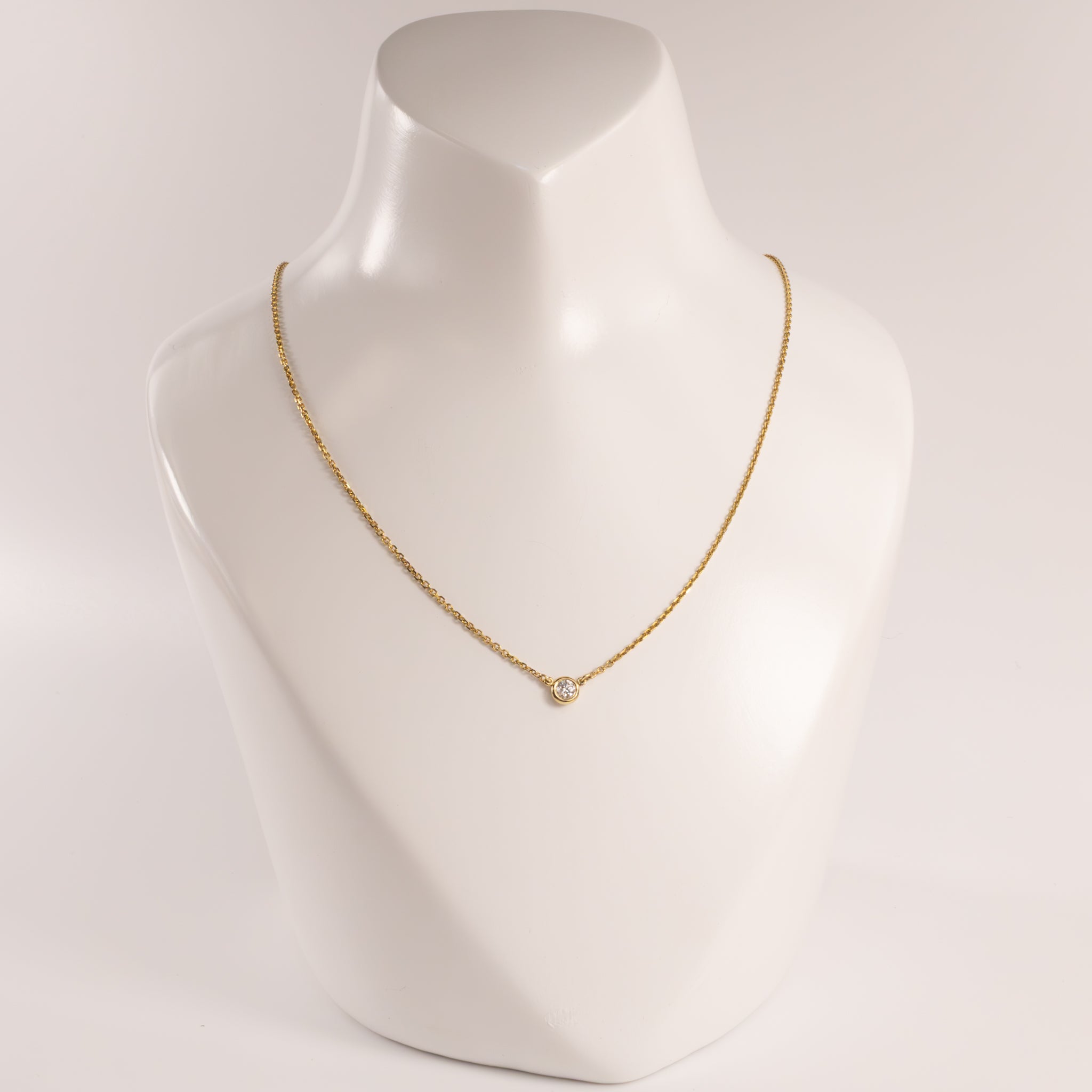 14KYG Diamond Bezel Set Fixed Necklace