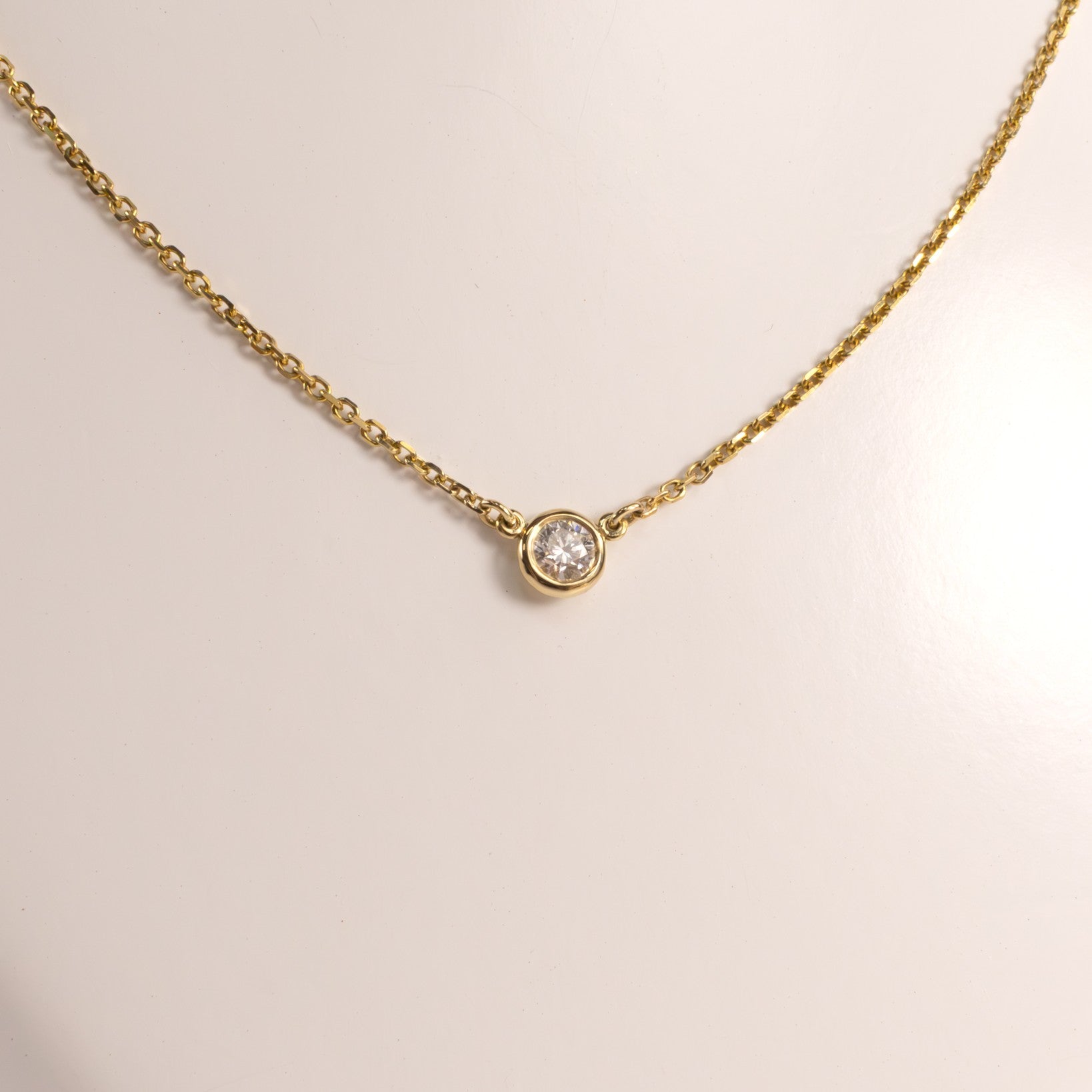 14KYG Diamond Bezel Set Fixed Necklace
