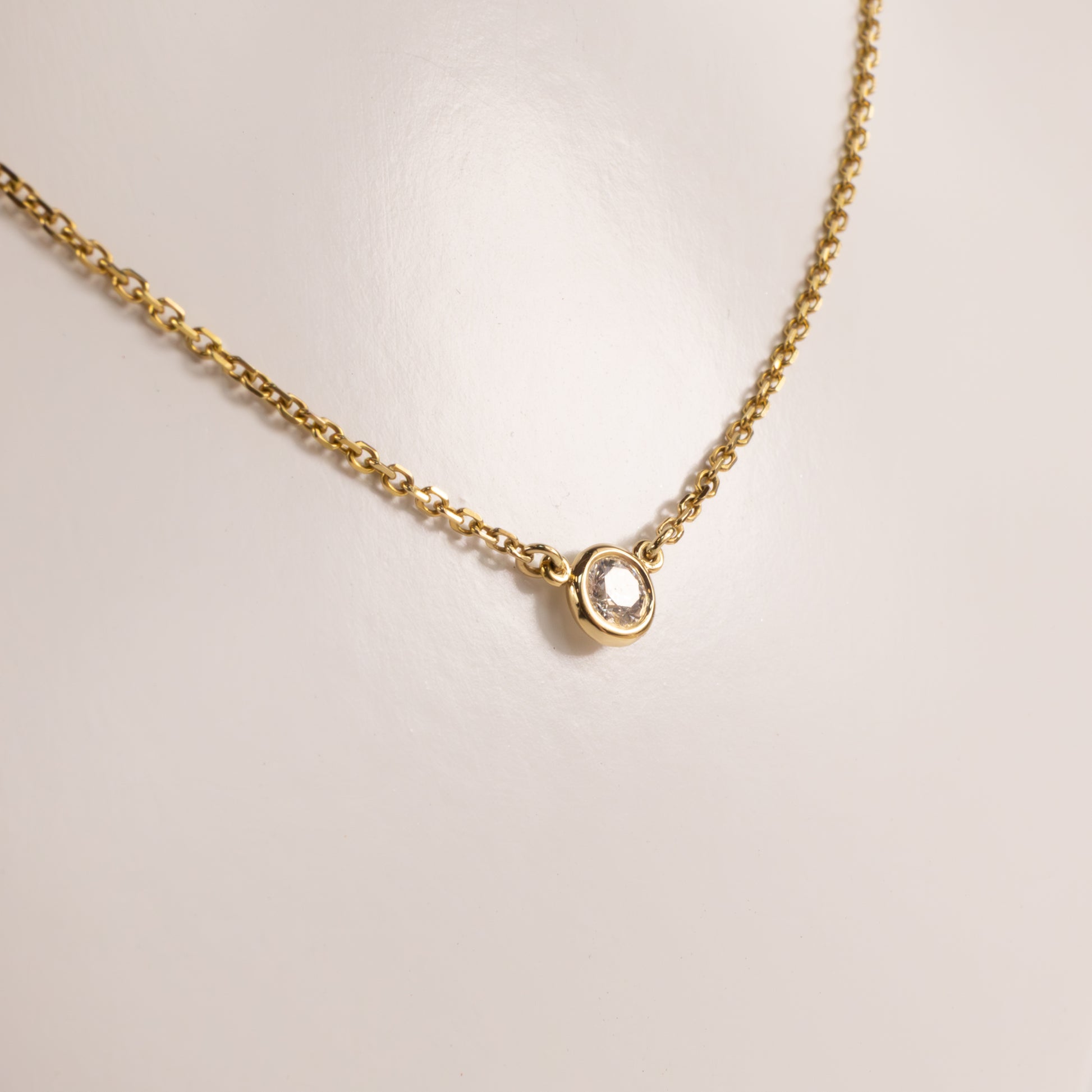 14KYG Diamond Bezel Set Fixed Necklace
