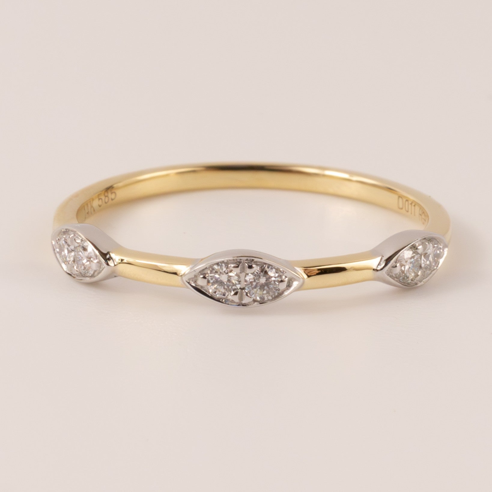14K Two-Tone Marquise Shaped Diamond Band