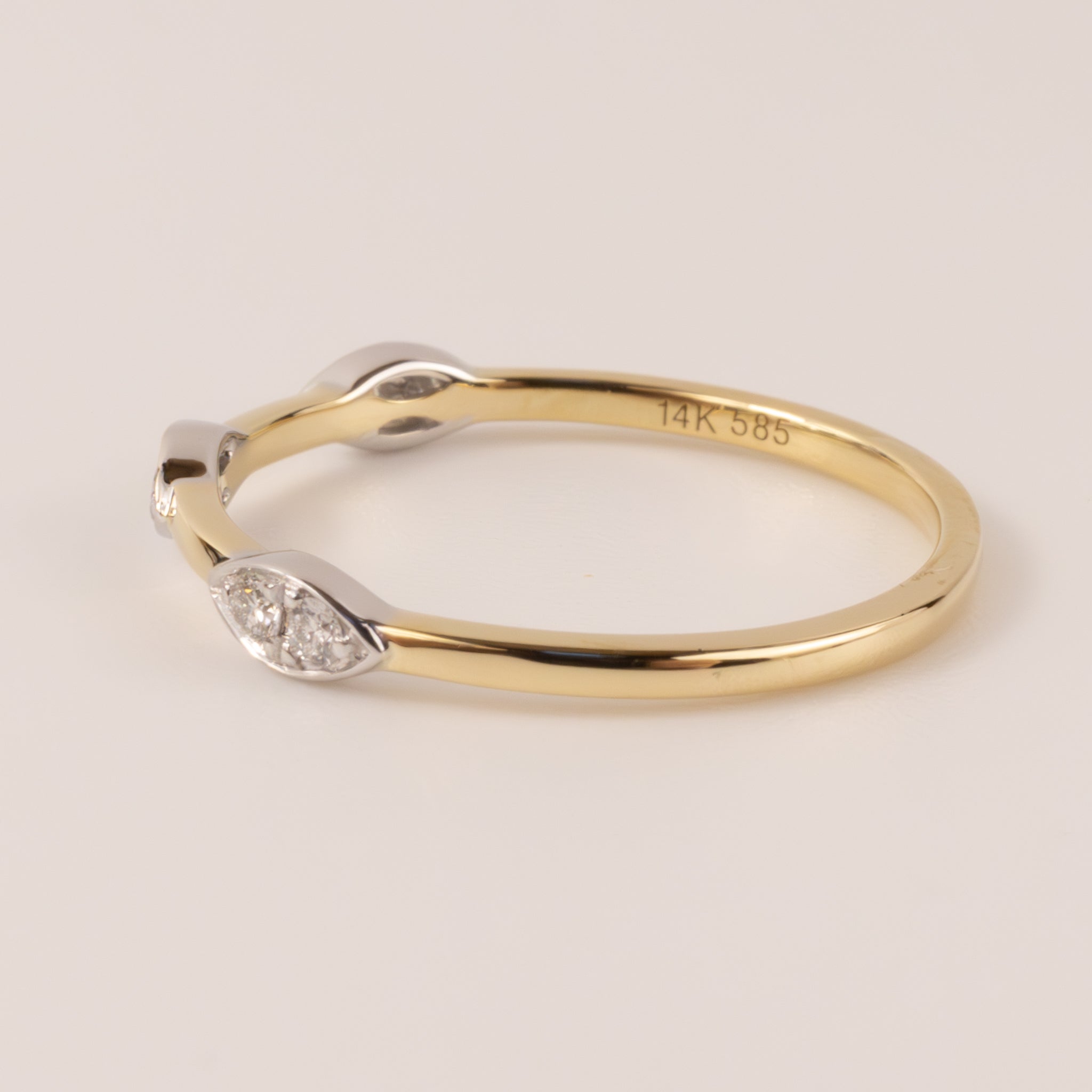 14K Two-Tone Marquise Shaped Diamond Band