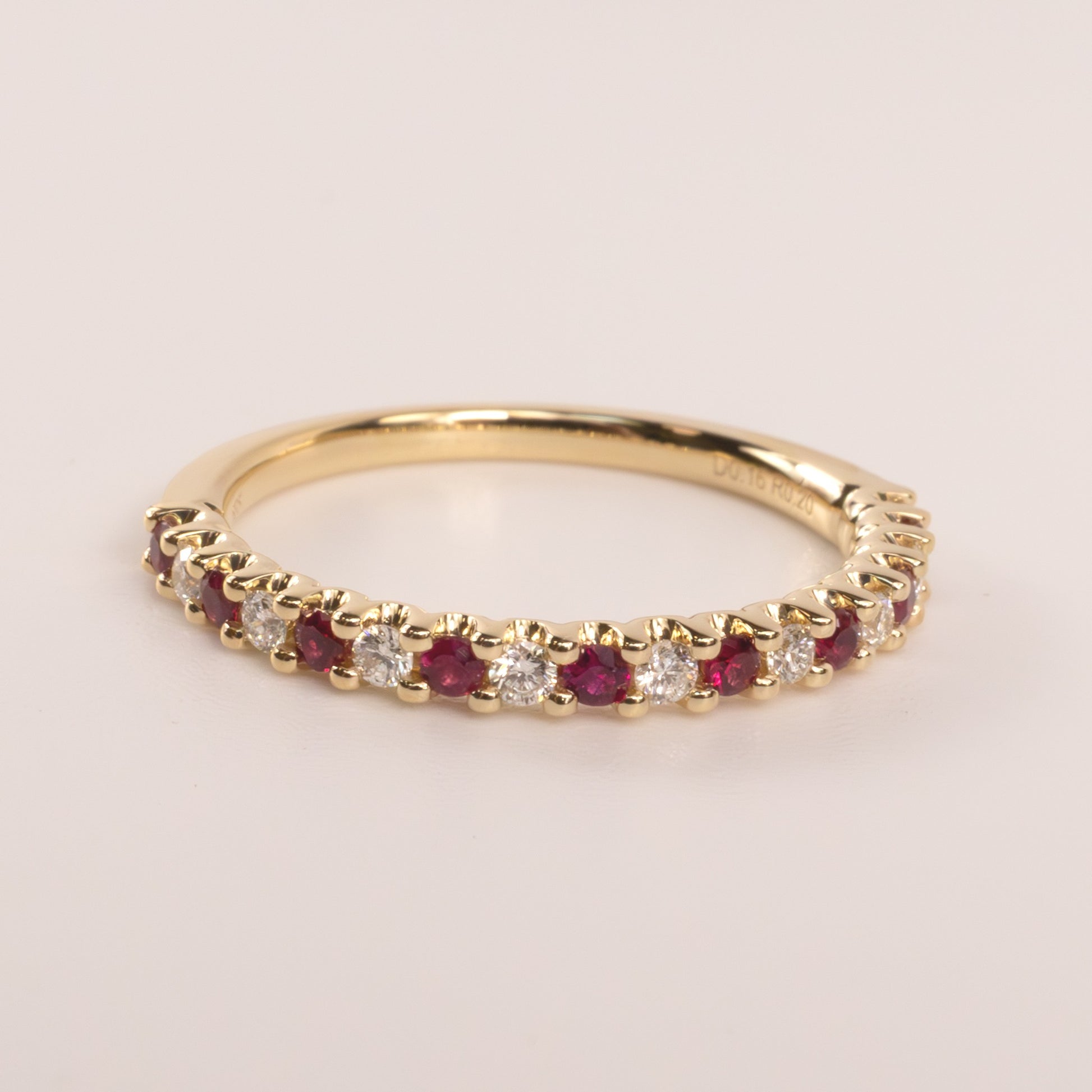 14KYG Ruby 0.20cttw and Diamond 0.16cttw Alternating Band