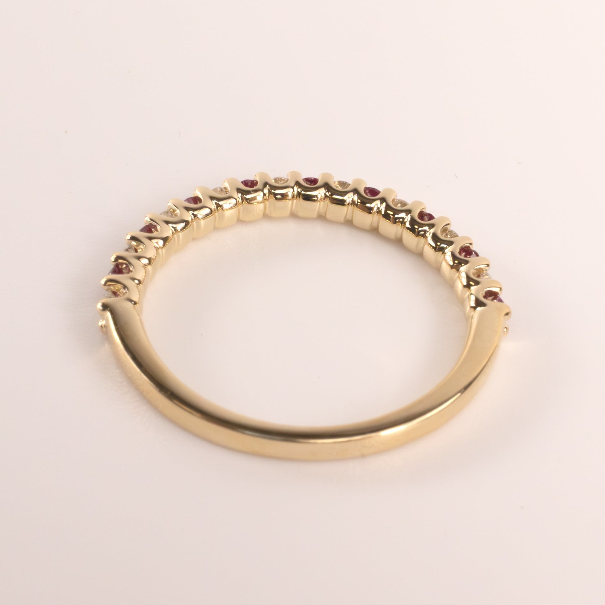 14KYG Ruby 0.20cttw and Diamond 0.16cttw Alternating Band