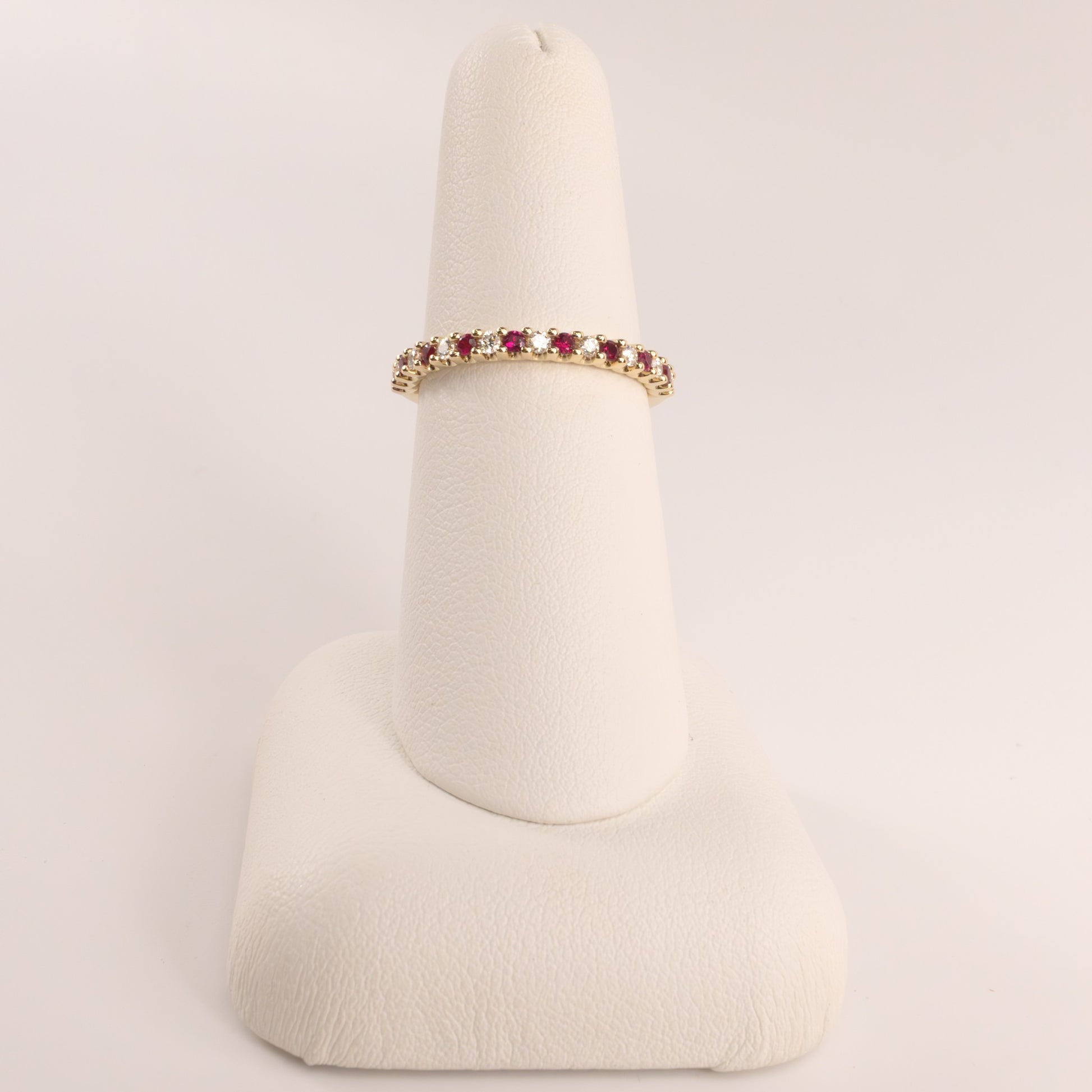14KYG Ruby 0.20cttw and Diamond 0.16cttw Alternating Band