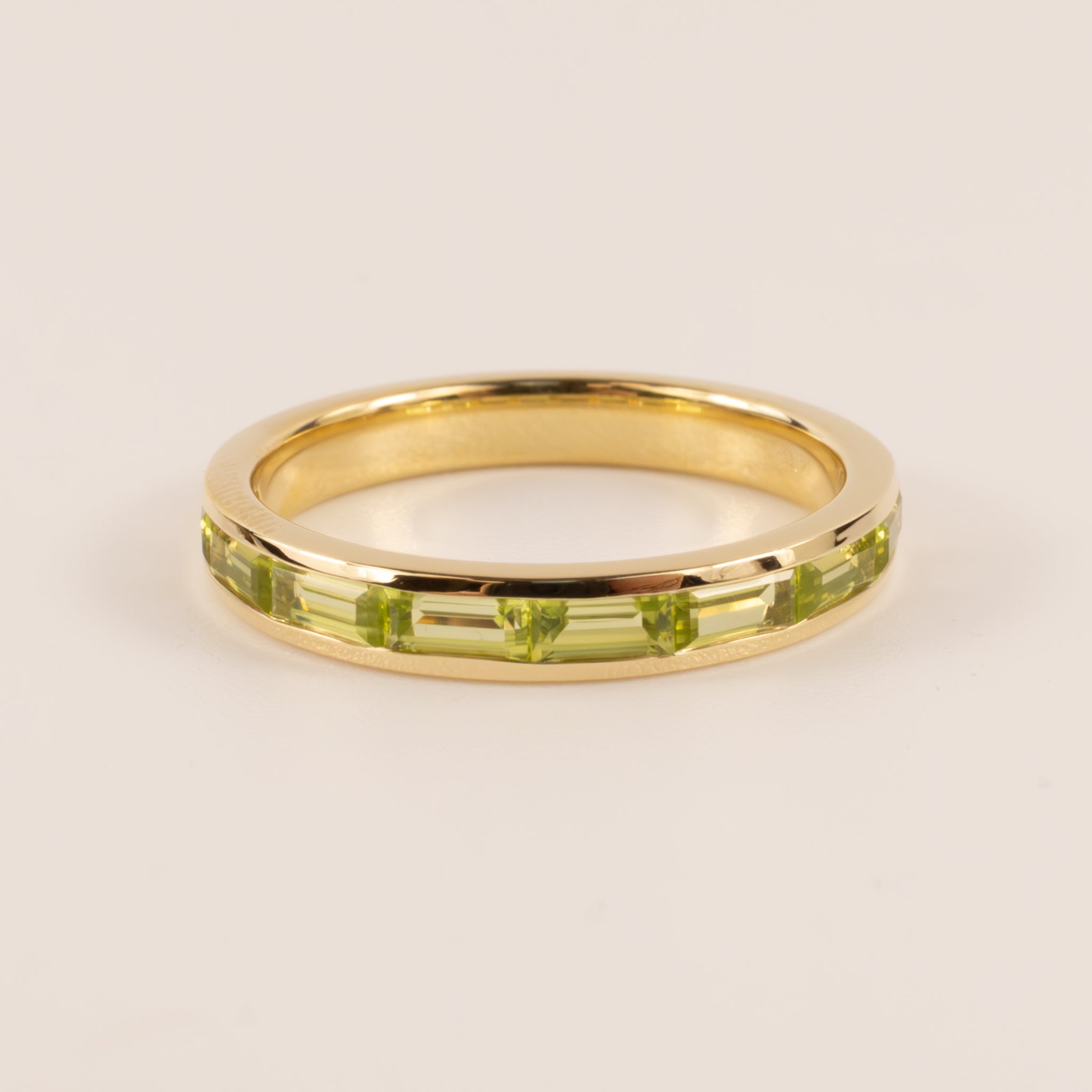 14KYG Peridot Channel Set Baguette Ring