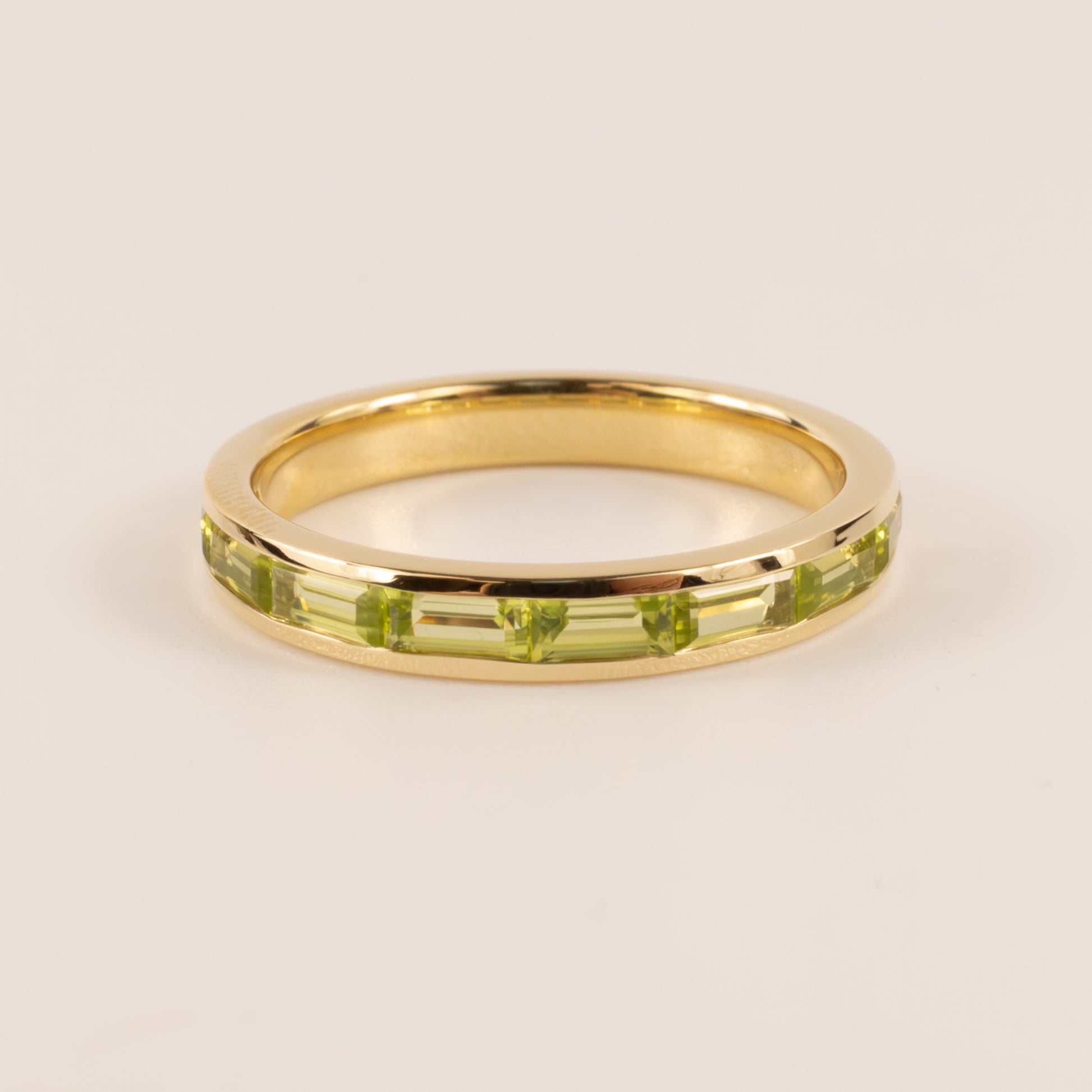 14KYG Peridot Channel Set Baguette Ring