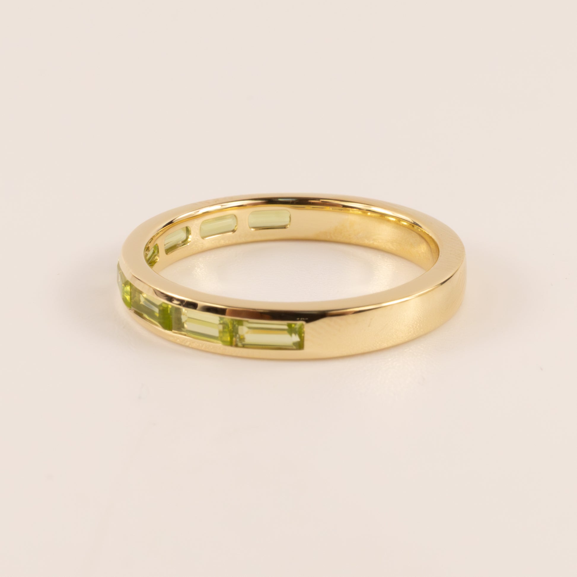 14KYG Peridot Channel Set Baguette Ring