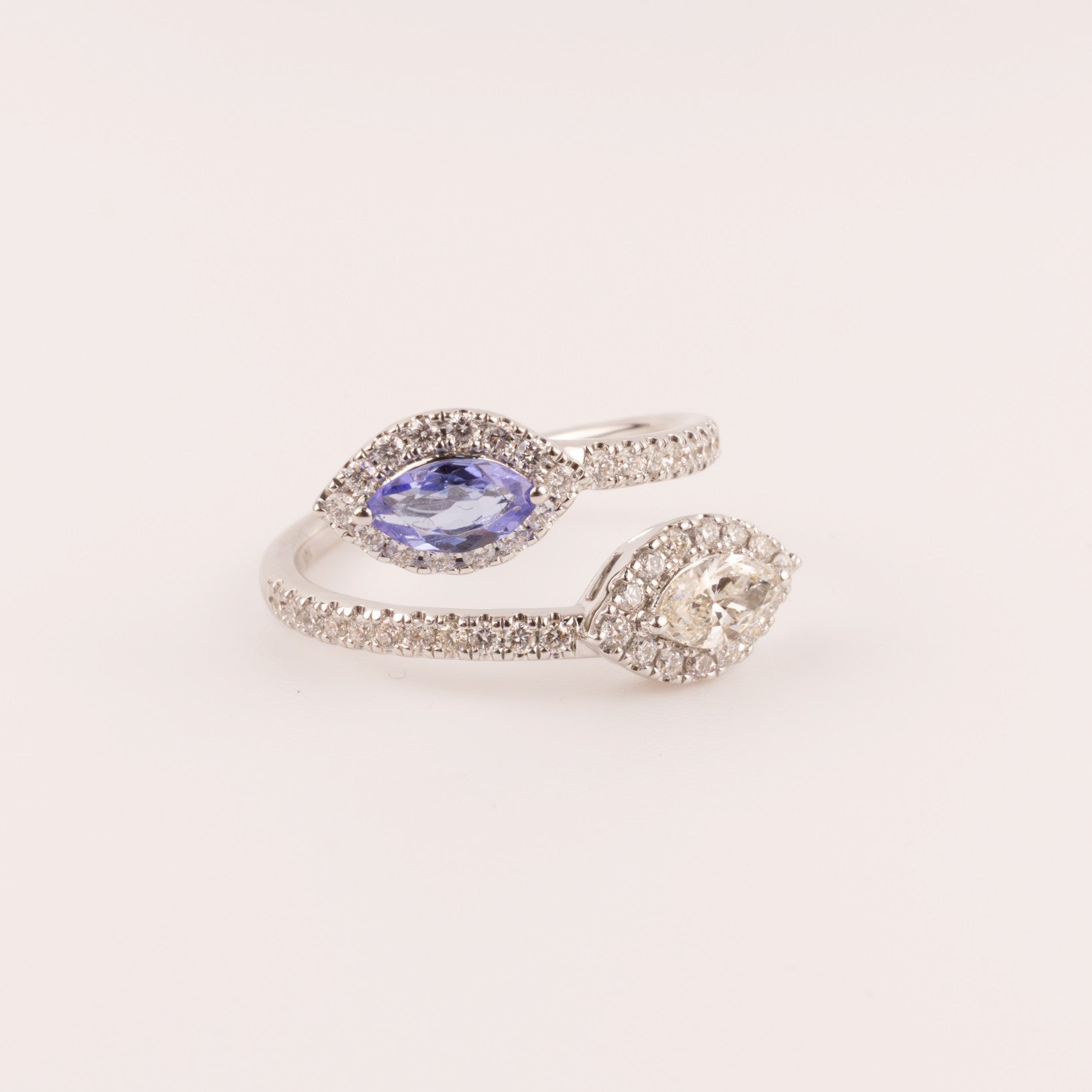 14KWG Tanzanite and Diamond Bypass Ring