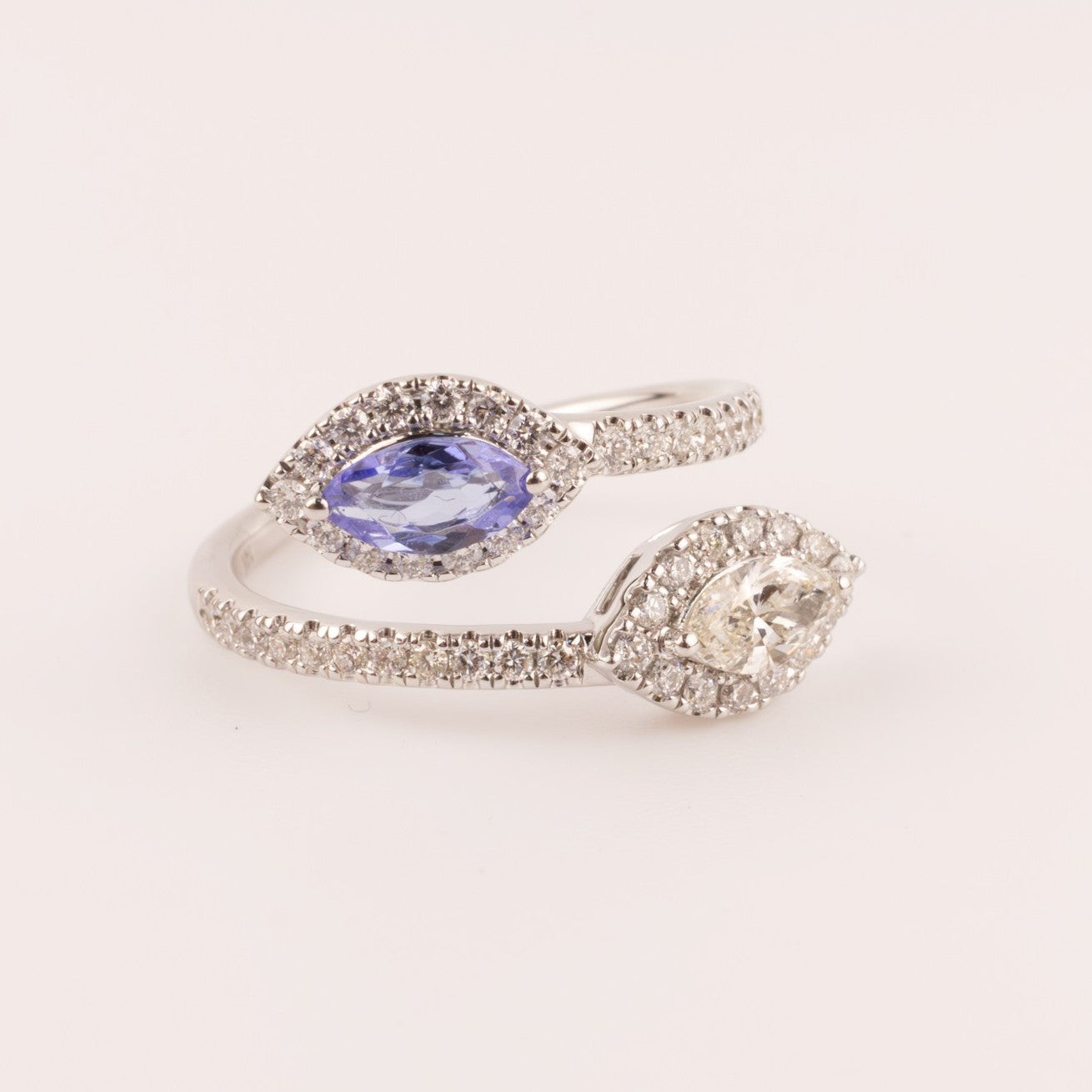 14KWG Tanzanite and Diamond Bypass Ring
