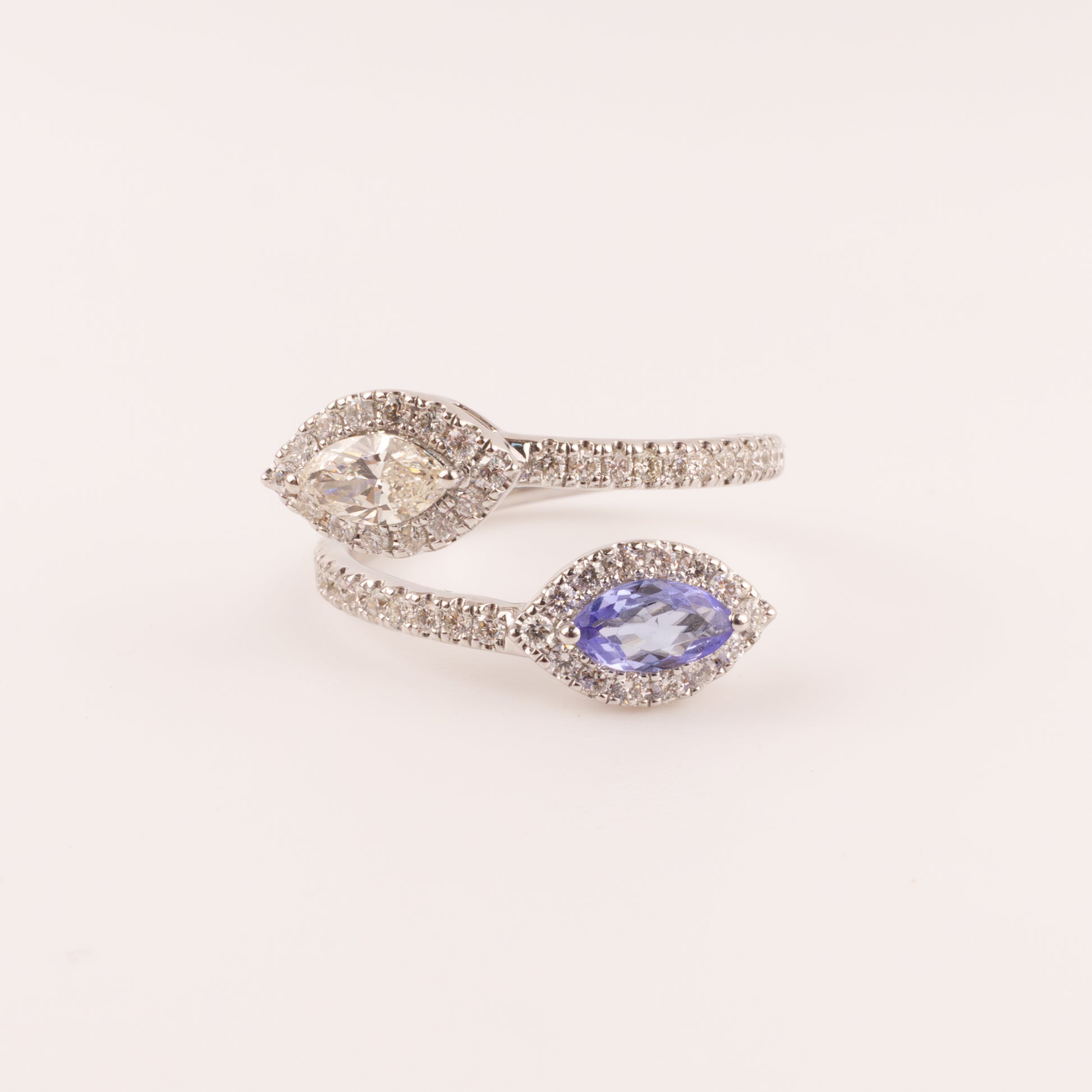 14KWG Tanzanite and Diamond Bypass Ring